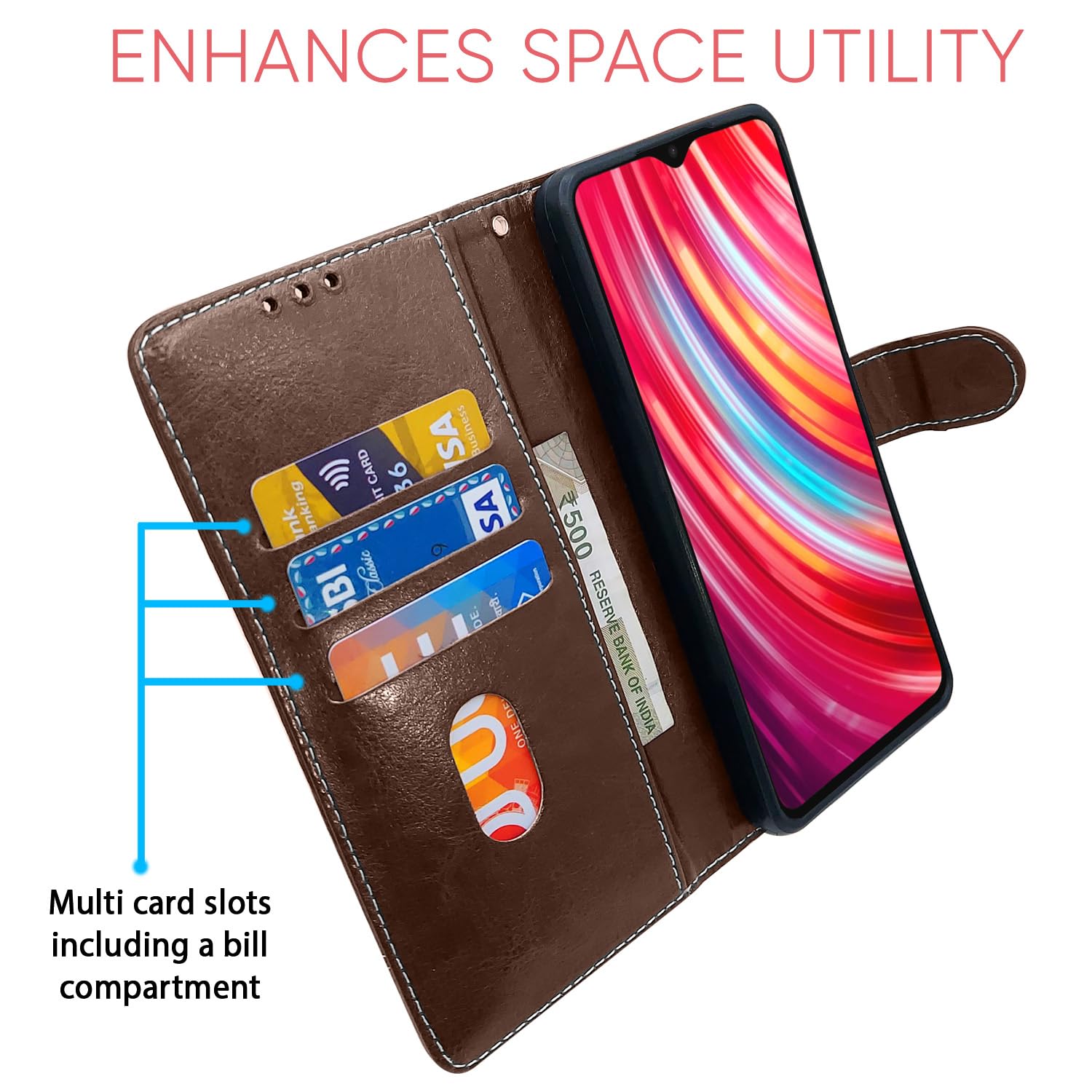 Pikkme Redmi Note 8 Pro brown & coffee flip case – photo 4