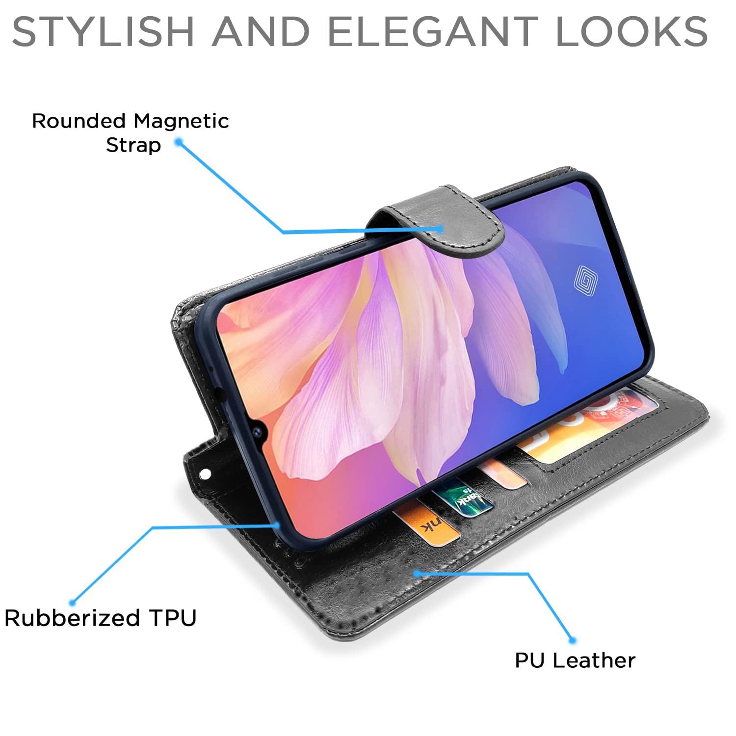 Pikkme Vivo S1 Pro Vintage Flip Cover (Black)
