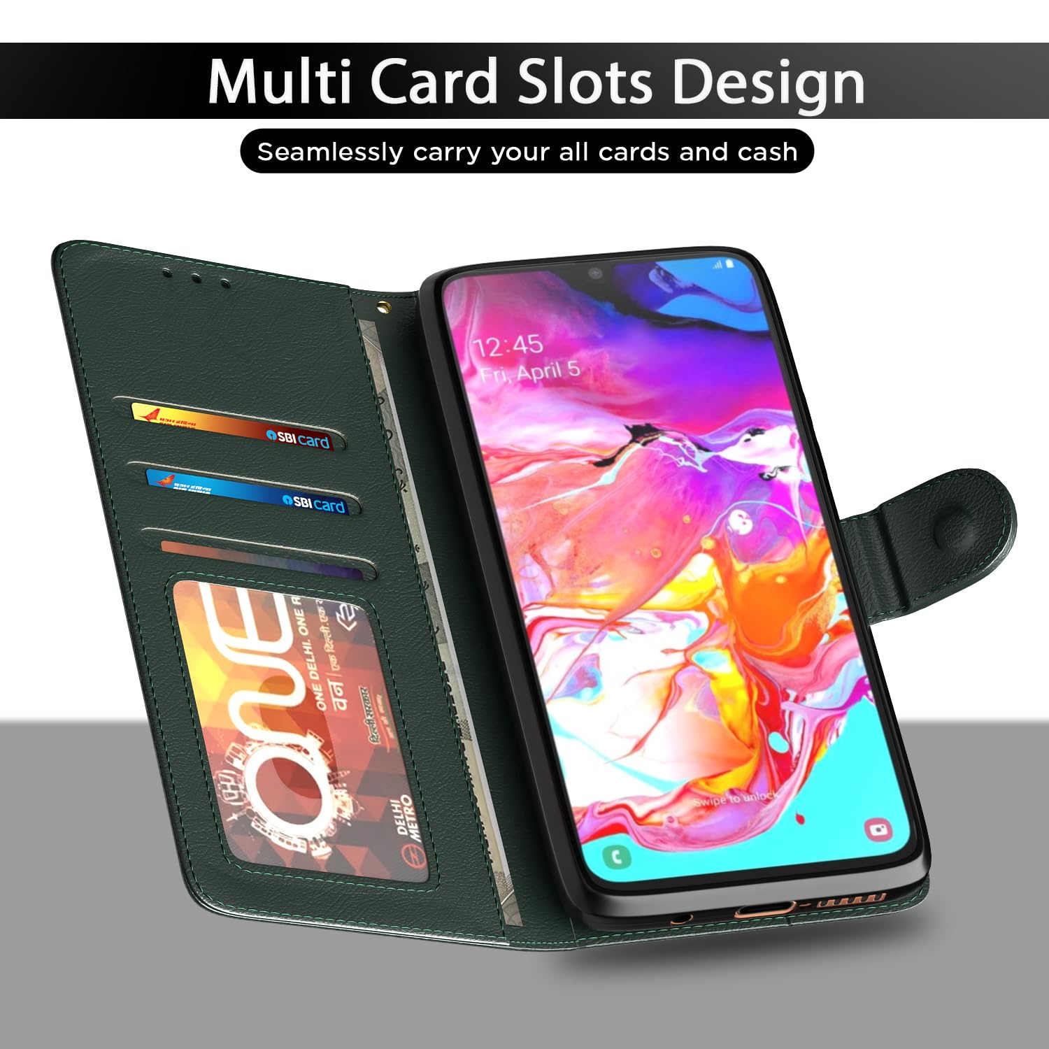 Green Wallet flip cover for Samsung A70/A70s – Pikkme – photo 5