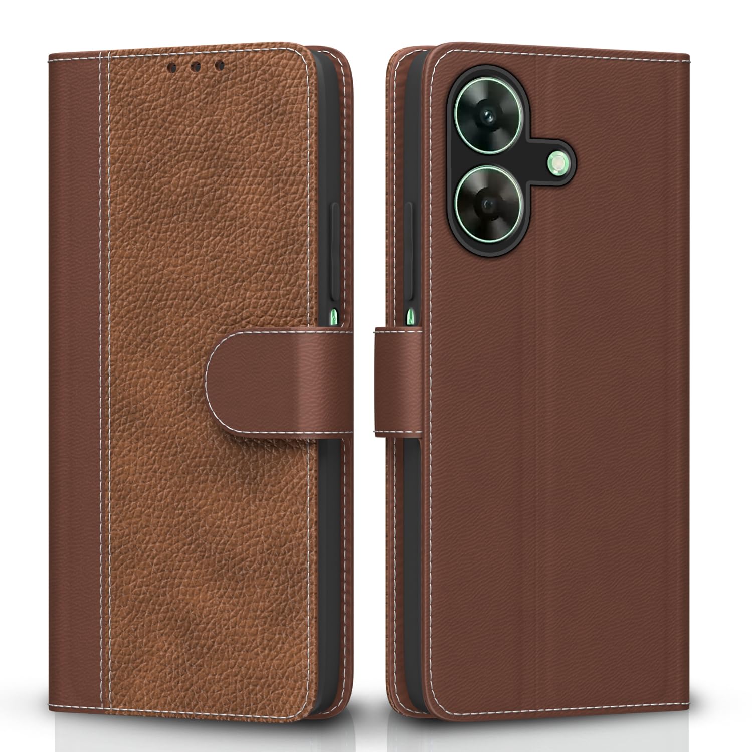 Realme C61/Narzo N61 wallet flip cover in tan by Pikkme