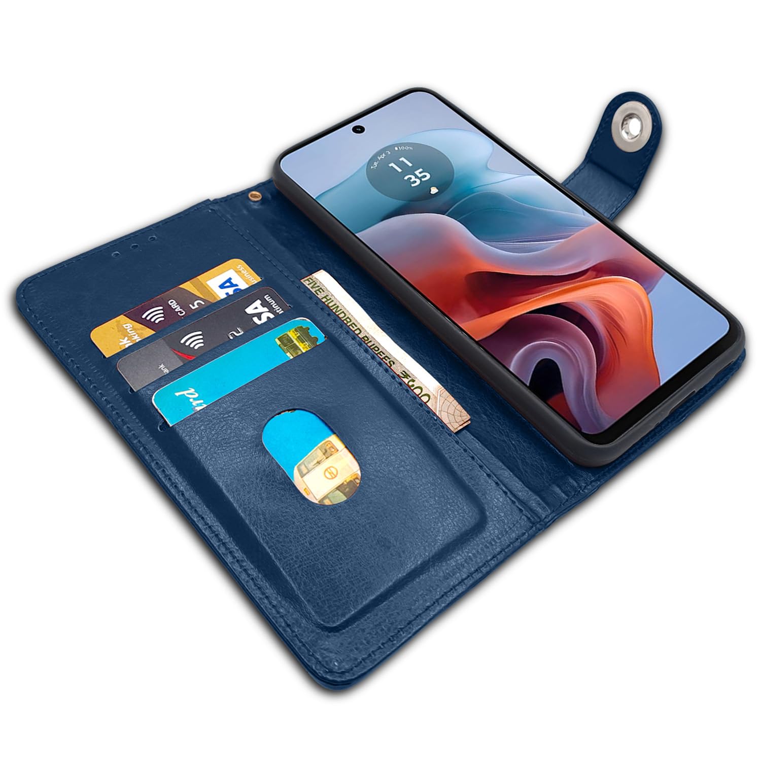 Pikkme Moto G34 / G45 5G Button Flip Cover (Blue)