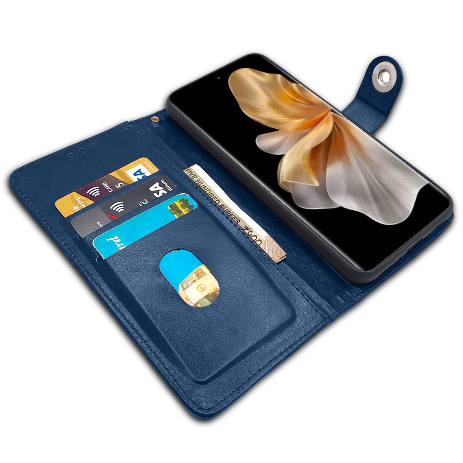 Pikkme blue Button mobile flip cover for Vivo V30 Pro 5G – photo 3