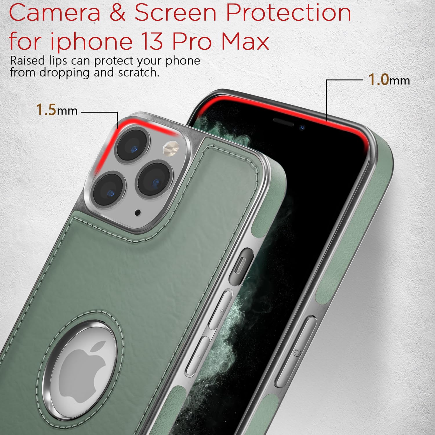 Pikkme iPhone 11 Pro Max Silver Electroplated Chrome Leather Back Cover (Green)