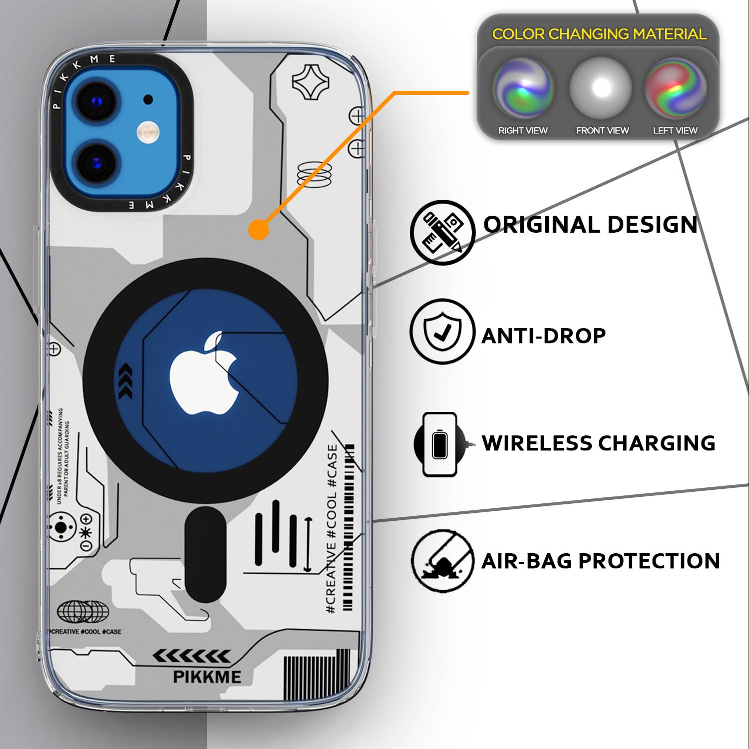 Pikkme iPhone 12/12 Pro Printmagsafe Back Cover (White)