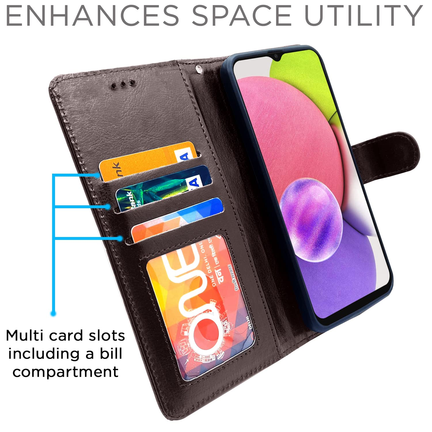 Pikkme Samsung Galaxy A03s Vintage Flip Cover (Coffee)
