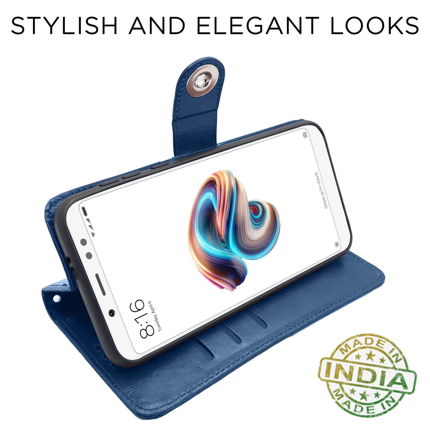 Pikkme Redmi Note 5 Pro Button Flip Cover ( Blue)