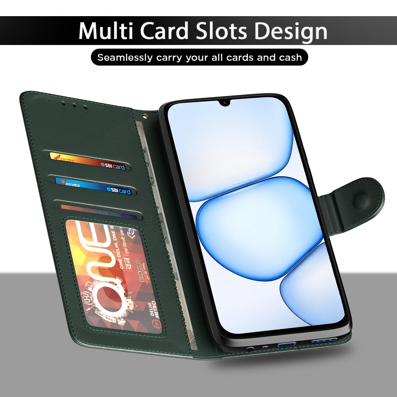 Pikkme green wallet flip cover for Realme C100x – photo 5