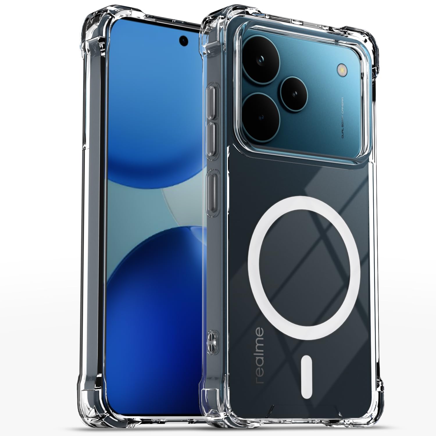 Realme P4 Pro 5G mobile back cover in transparent mag-safe by Pikkme