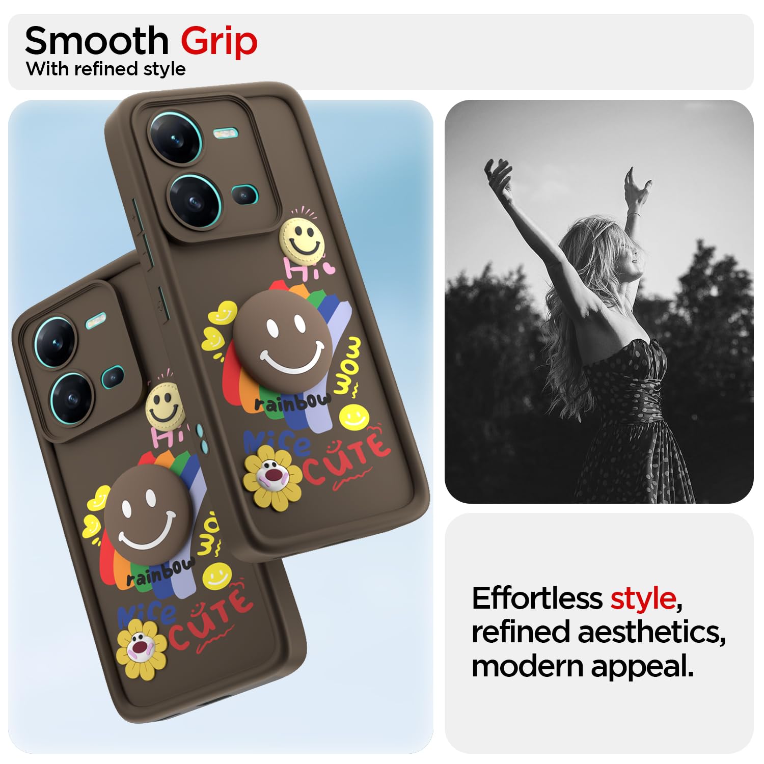 Pikkme Vivo V25 5G Soft Silicone brown mobile back cover – photo 2