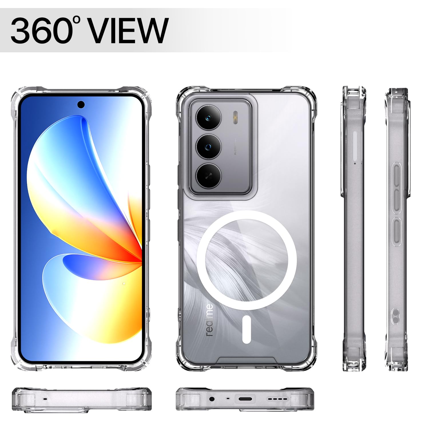 Pikkme Realme C71 Mag-Safe Shockproof PC + TPU Back Cover (Transparent)