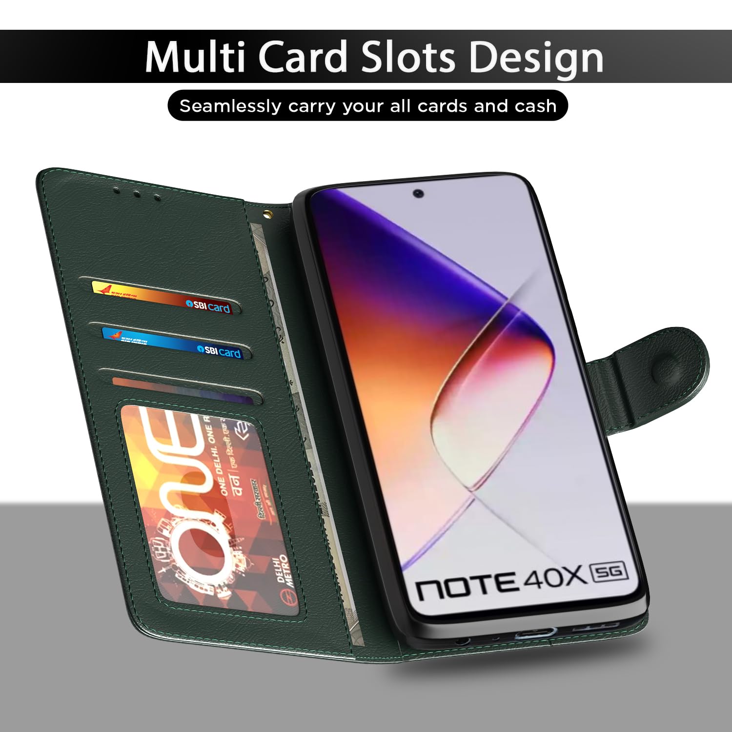 Pikkme green Wallet flip cover for Infinix Note 40X 5G – photo 5