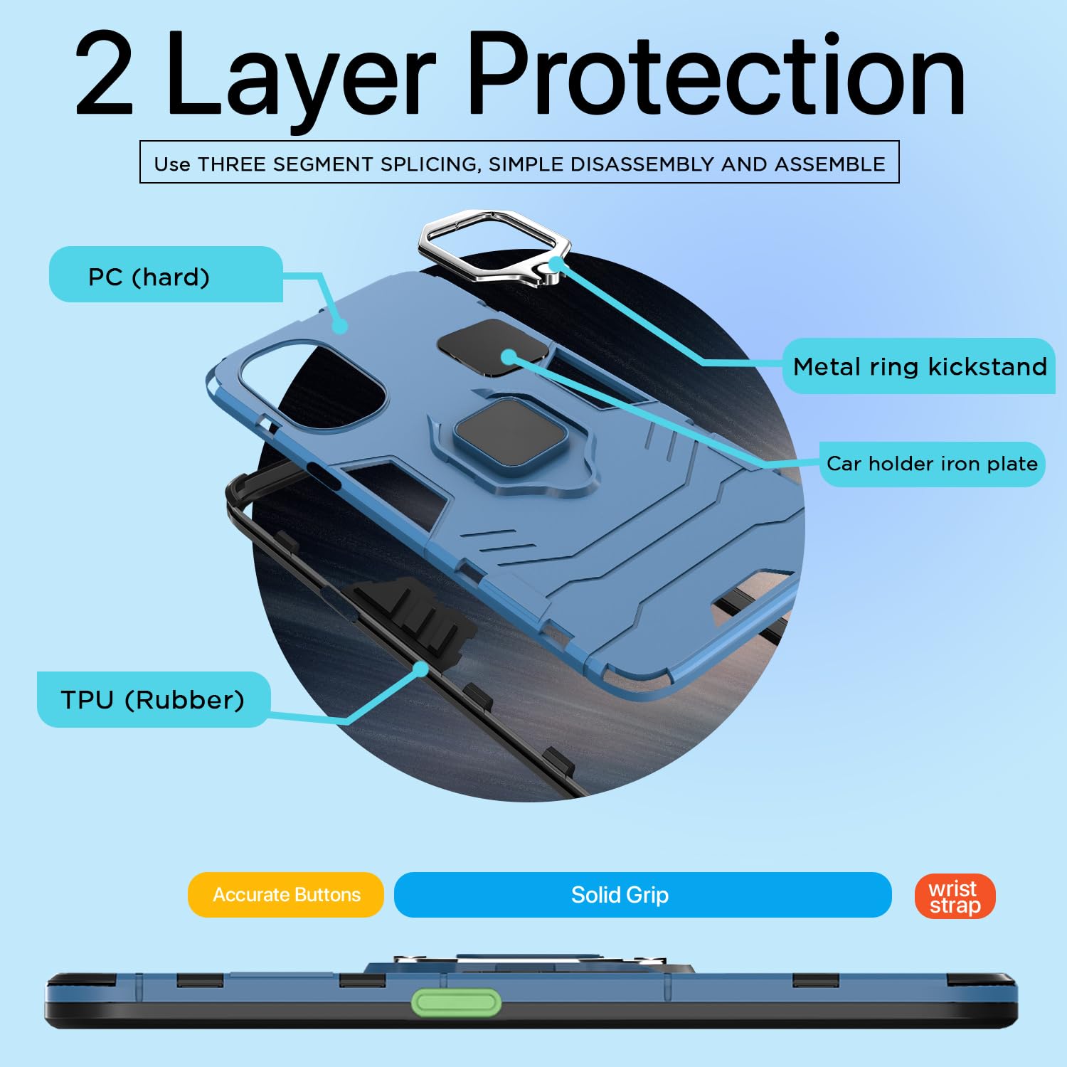 Pikkme OnePlus Nord CE 3 Lite 5G D5 Tough Armor Back Cover | Blue