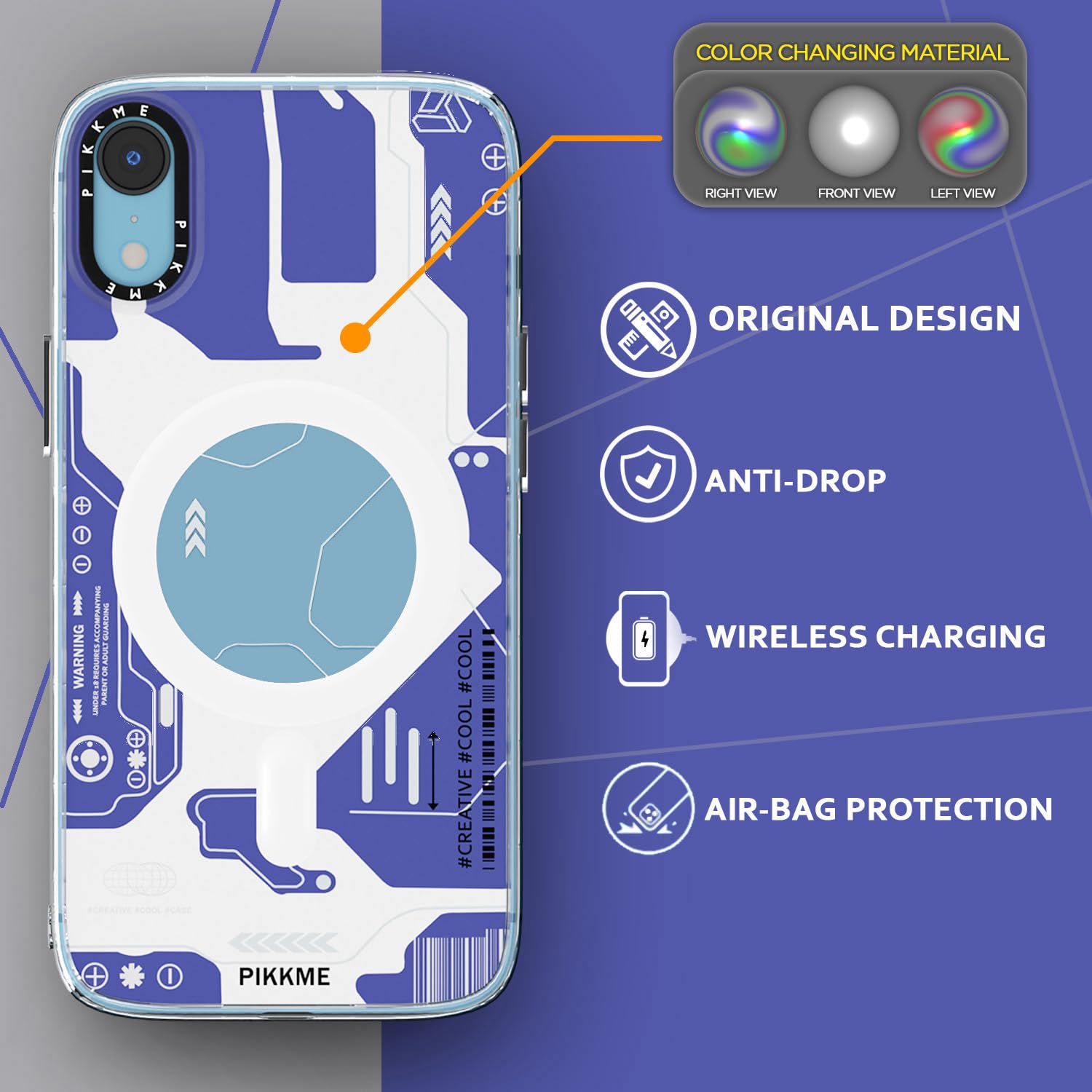 Pikkme iPhone XR Printmagsafe Back Cover (Blue)