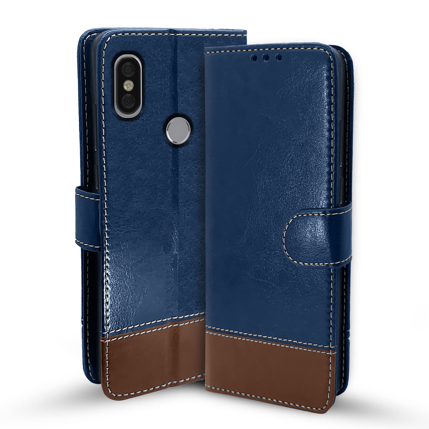Blue & brown mobile flip cover for Redmi Y2 – Pikkme