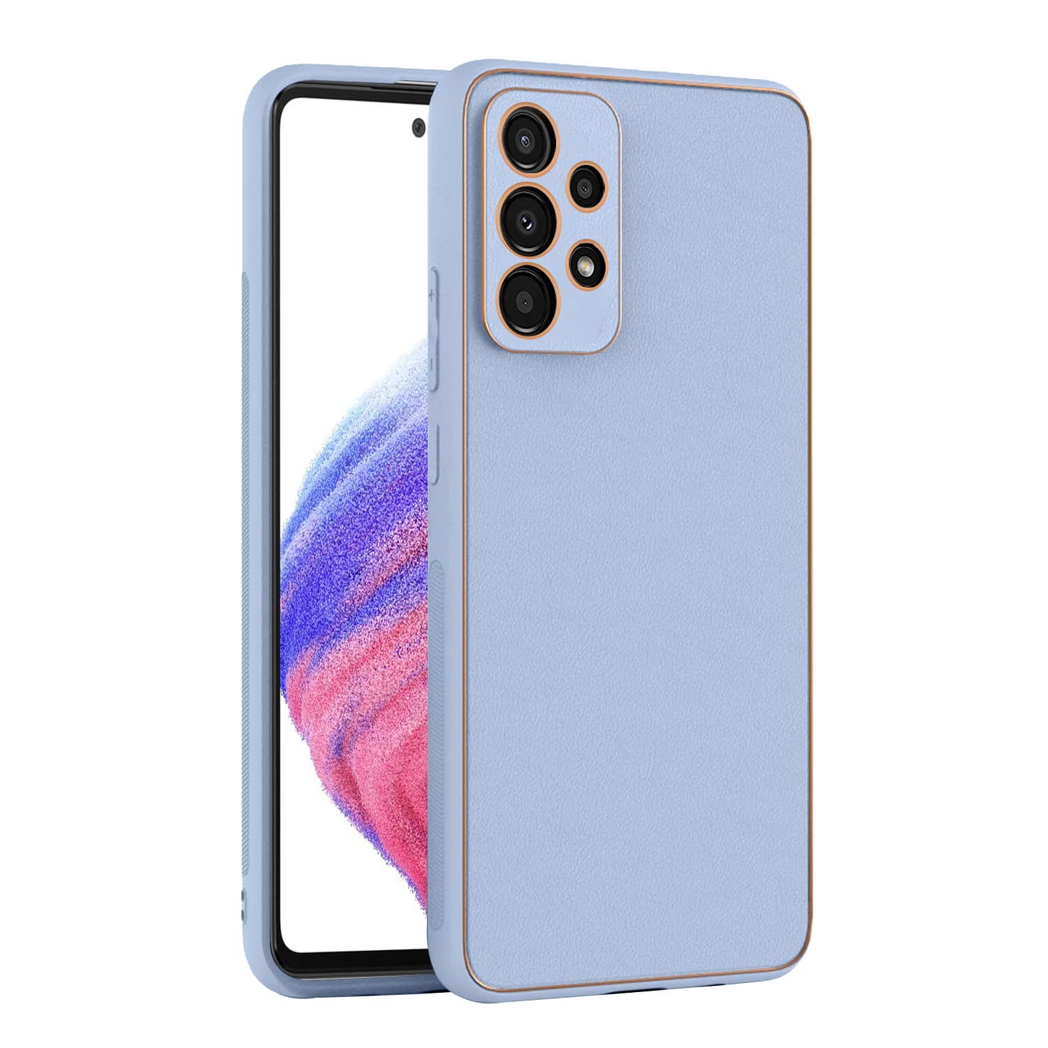Samsung Galaxy A33 5G Leather Chrome Back Case (Light Blue)