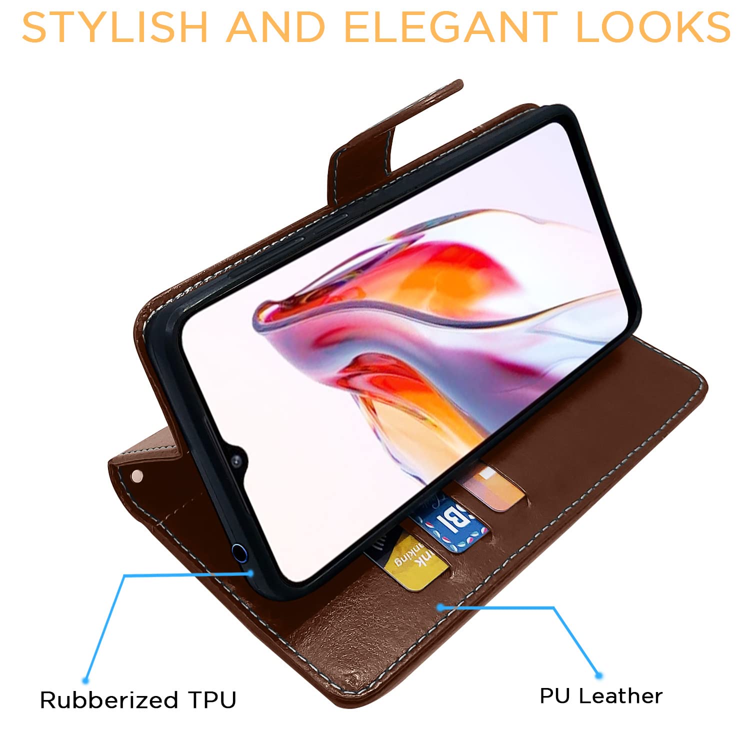 Pikkme Redmi 12C Constrast Flip Cover | Brown & Coffee
