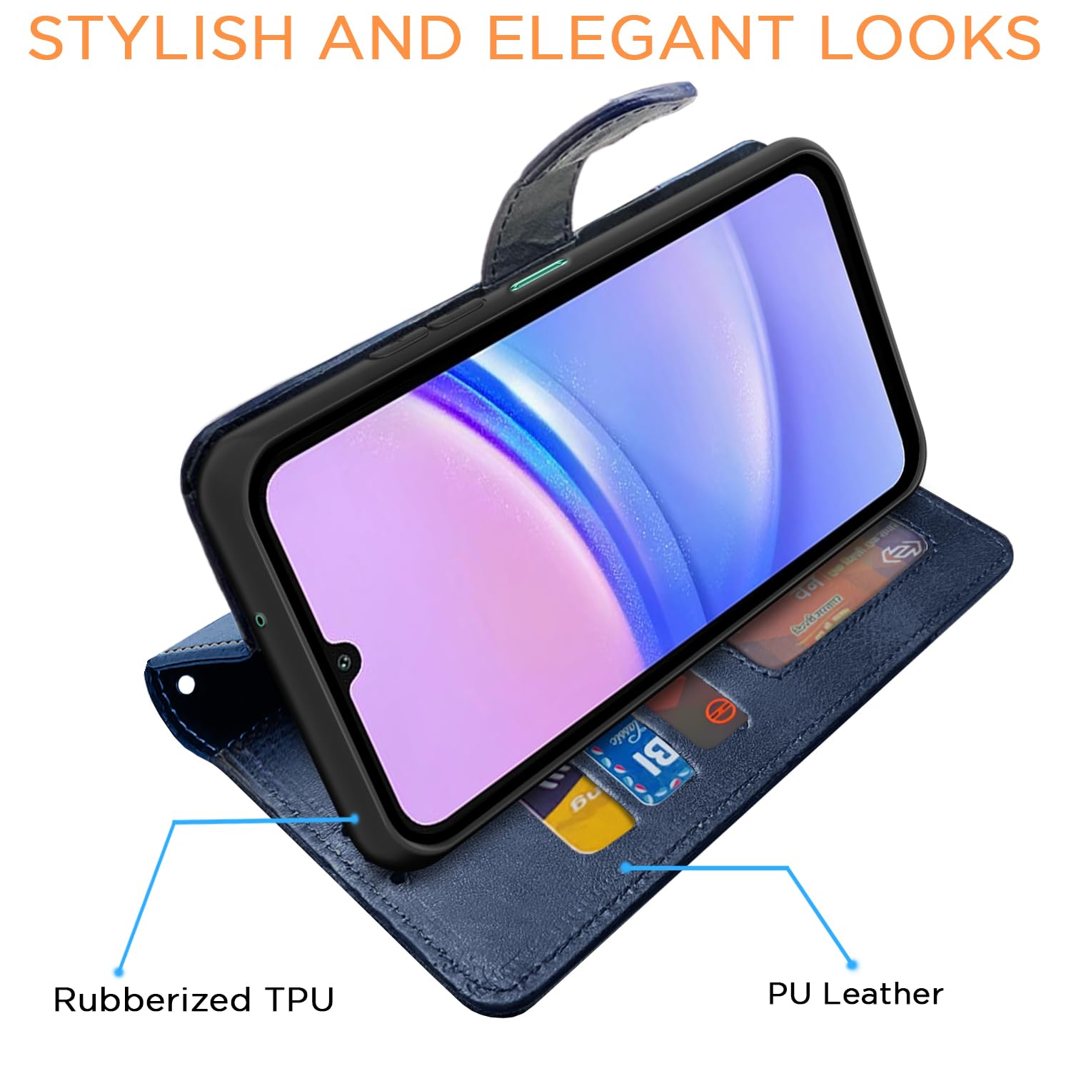 Navy blue wallet flip cover for Samsung F15 5G – Pikkme – photo 5