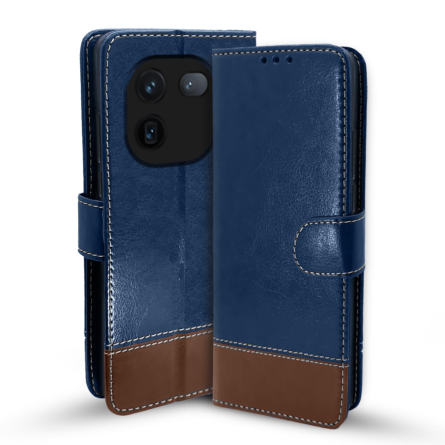 Pikkme iQOO 12 5G blue & brown flip case