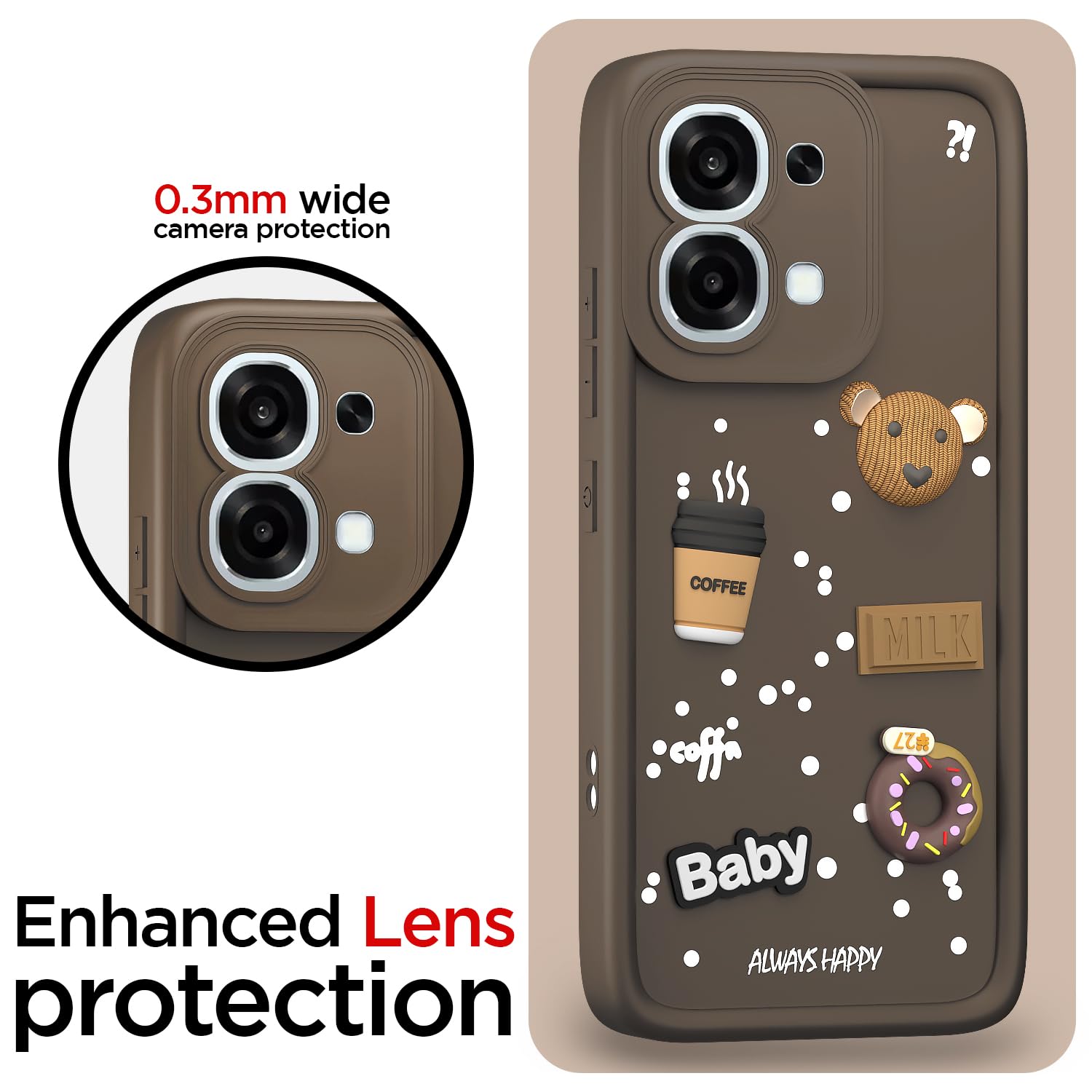 Pikkme brown mobile back cover for Oppo F31 5G/F33 5G/3D – photo 5