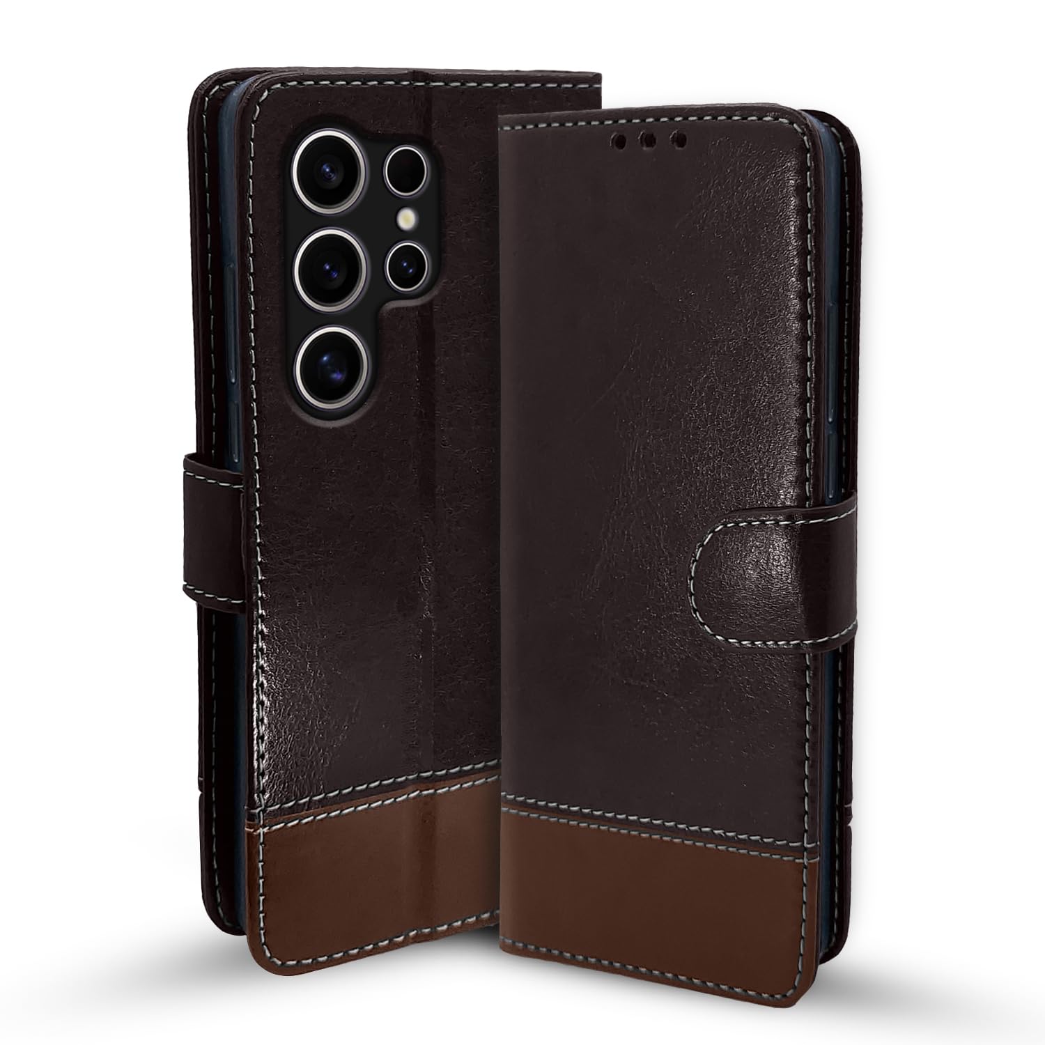 Coffee & brown Magnetic flip cover for Samsung S24 Ultra 5G – Pikkme