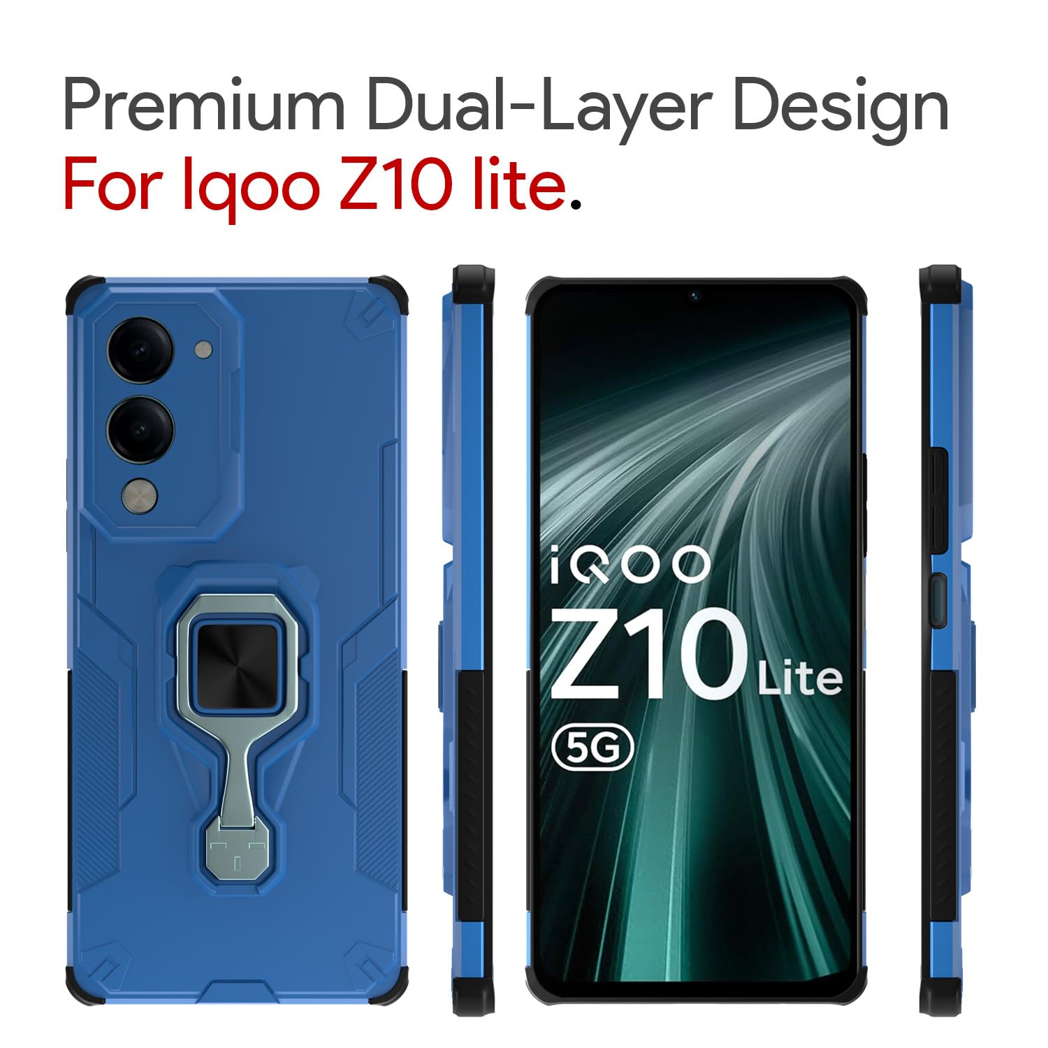 Pikkme blue Tough Armor mobile cover for iQOO Z10 Lite 5G/Vivo T4 Lite 5G/Y19 5G/Y19e/Y04 4G/Y29s 5G – photo 2