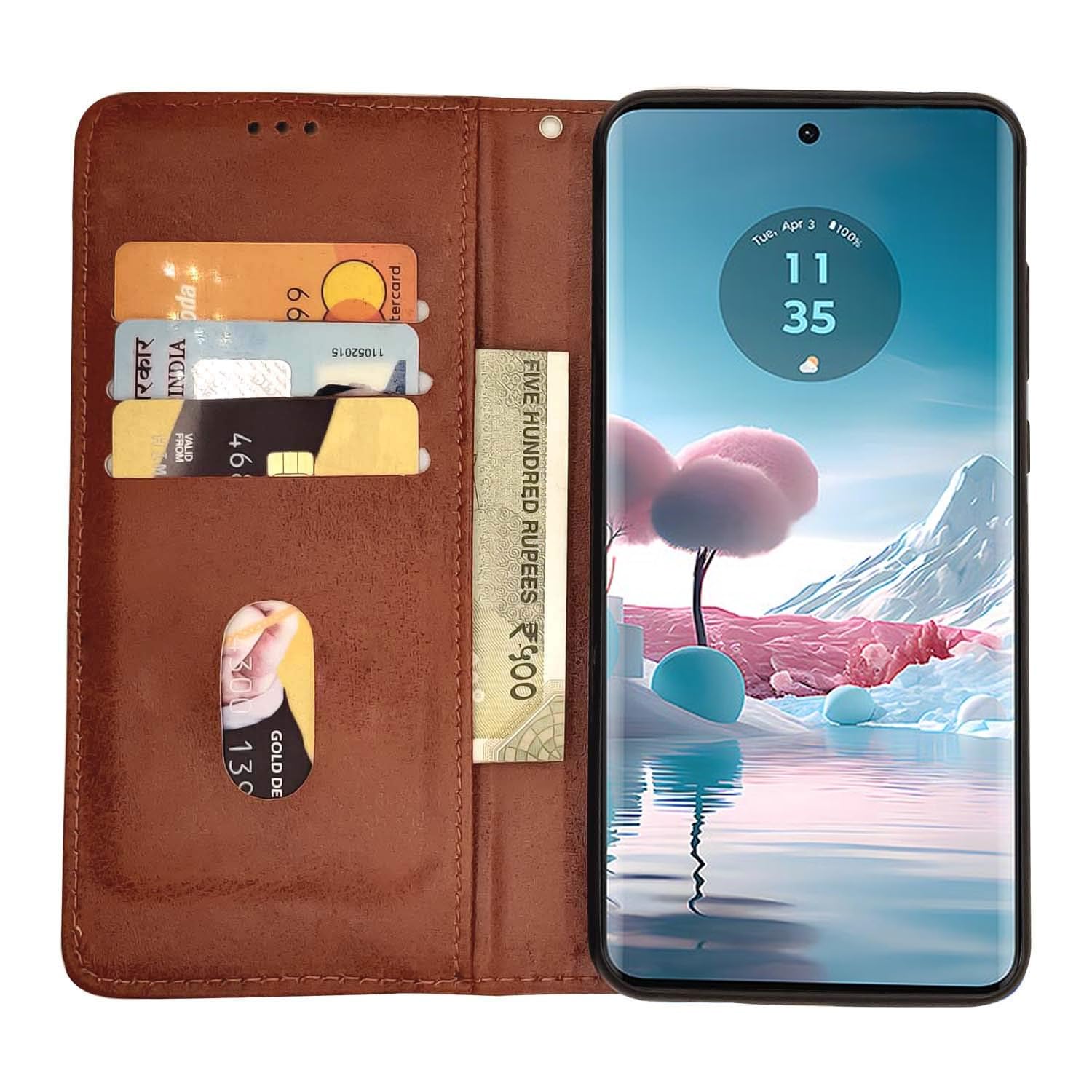 Pikkme Moto Edge 40 Neo 5G brown wallet flip cover – photo 3