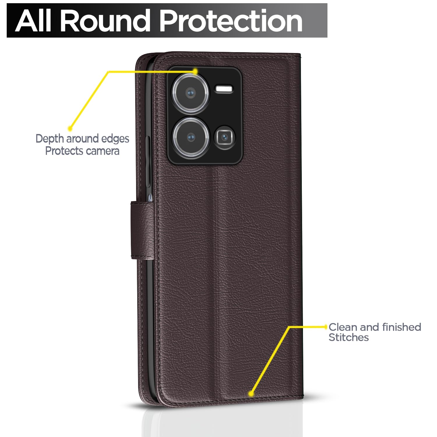 Vivo Y35 Wallet flip case in coffee by Pikkme – photo 4
