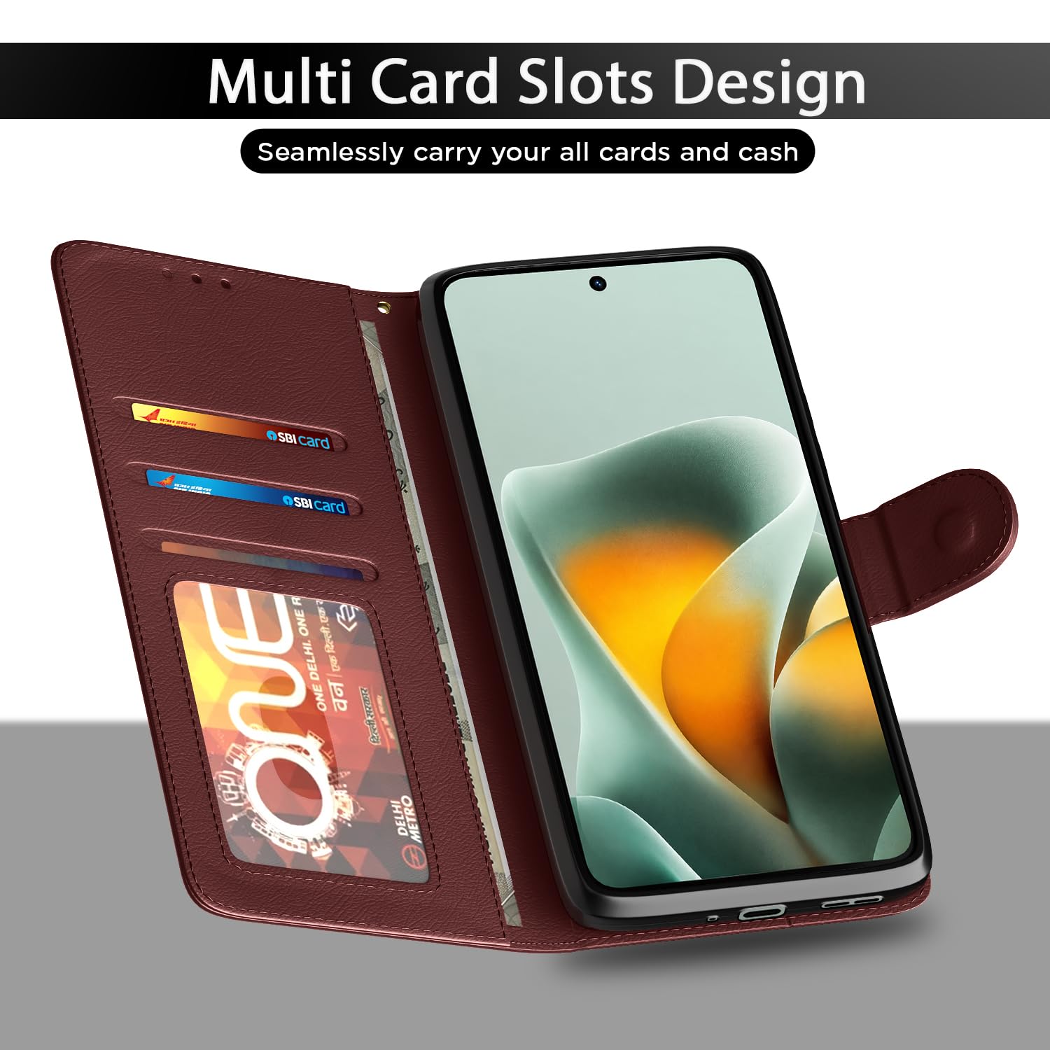 Pikkme brown wallet flip cover for Moto Edge 70 Max 5G – photo 5