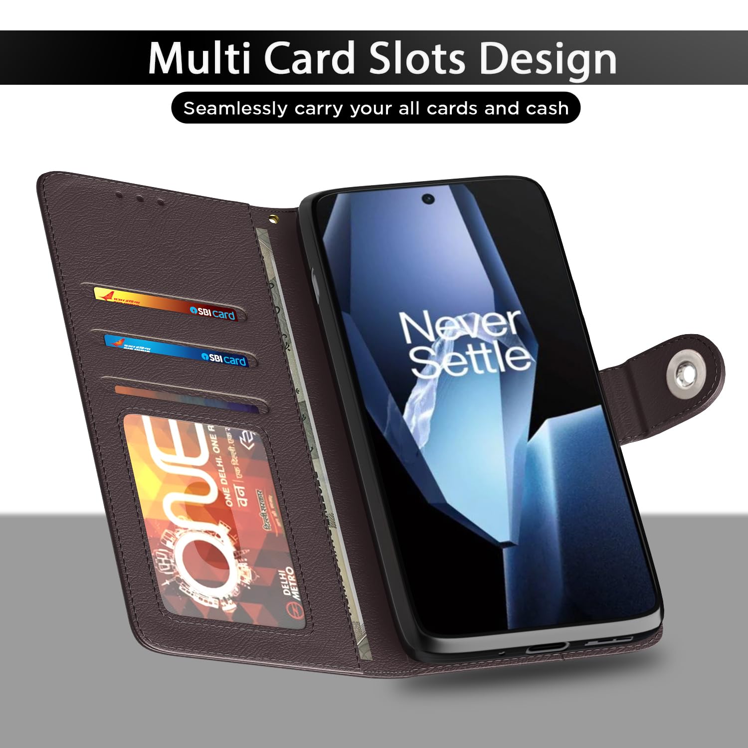 Pikkme OnePlus 13R 5G Button coffee flip cover – photo 5