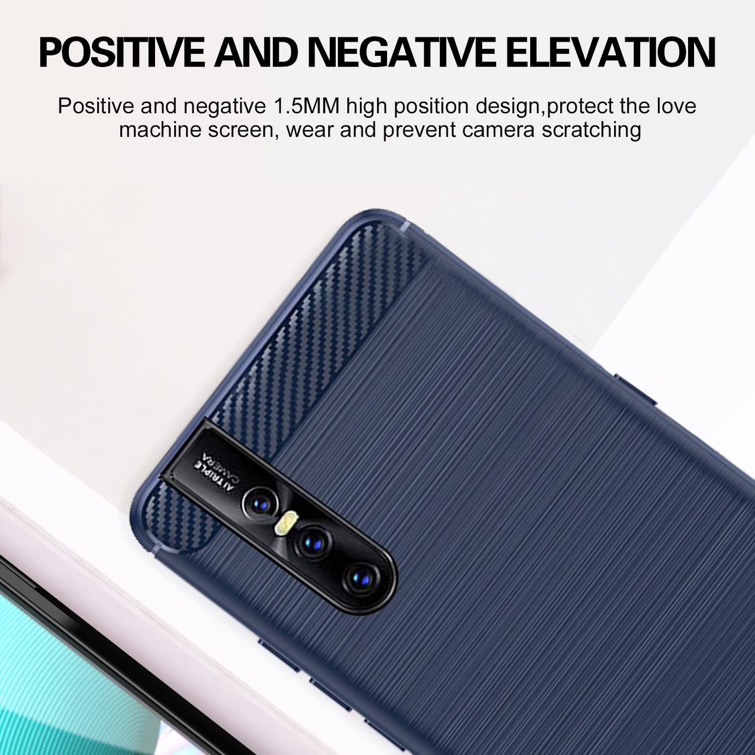 Pikkme Vivo V15 Pro Hybrid Carbon Fiber Back Cover | Blue