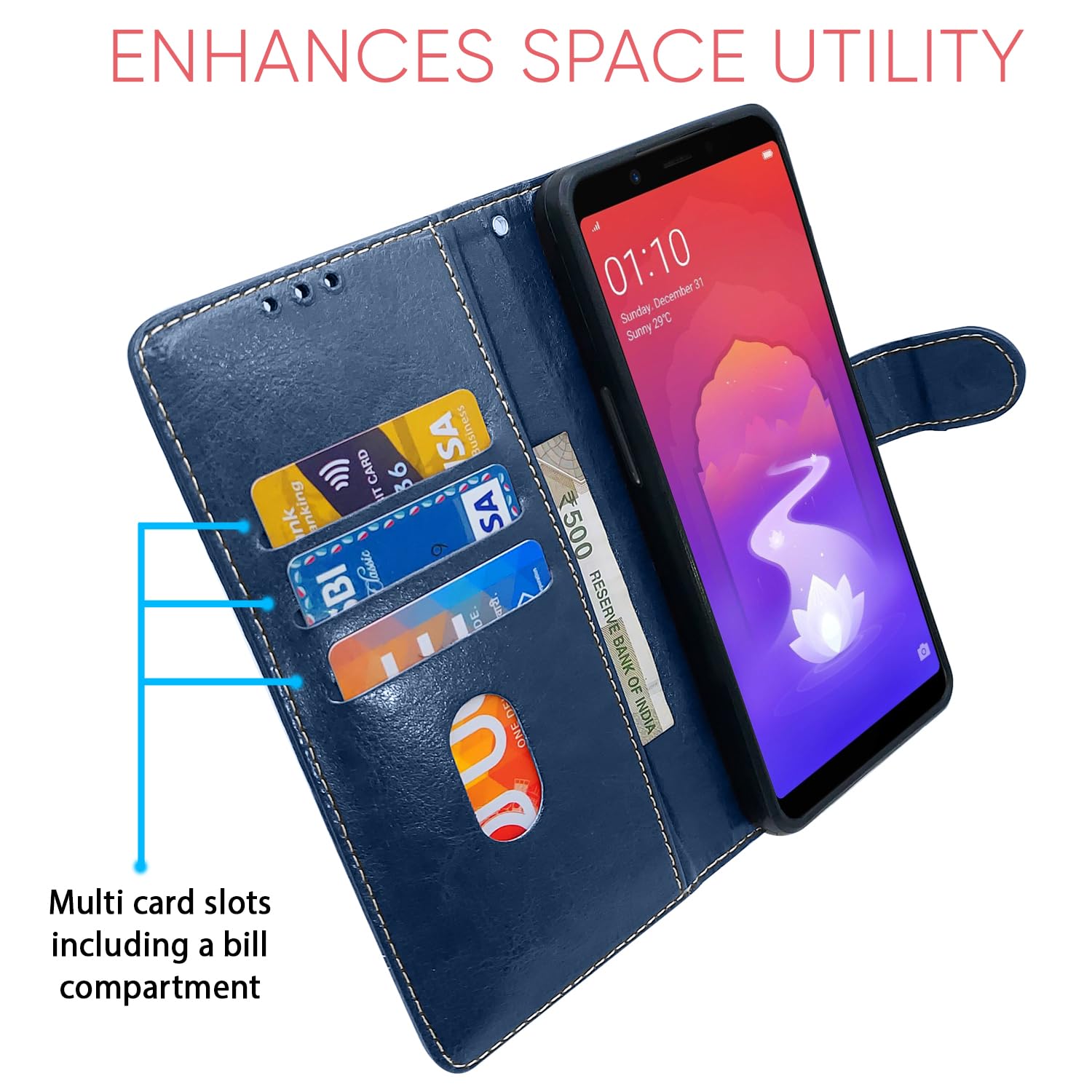 Pikkme blue & brown Magnetic mobile flip cover for Realme 1 – photo 4