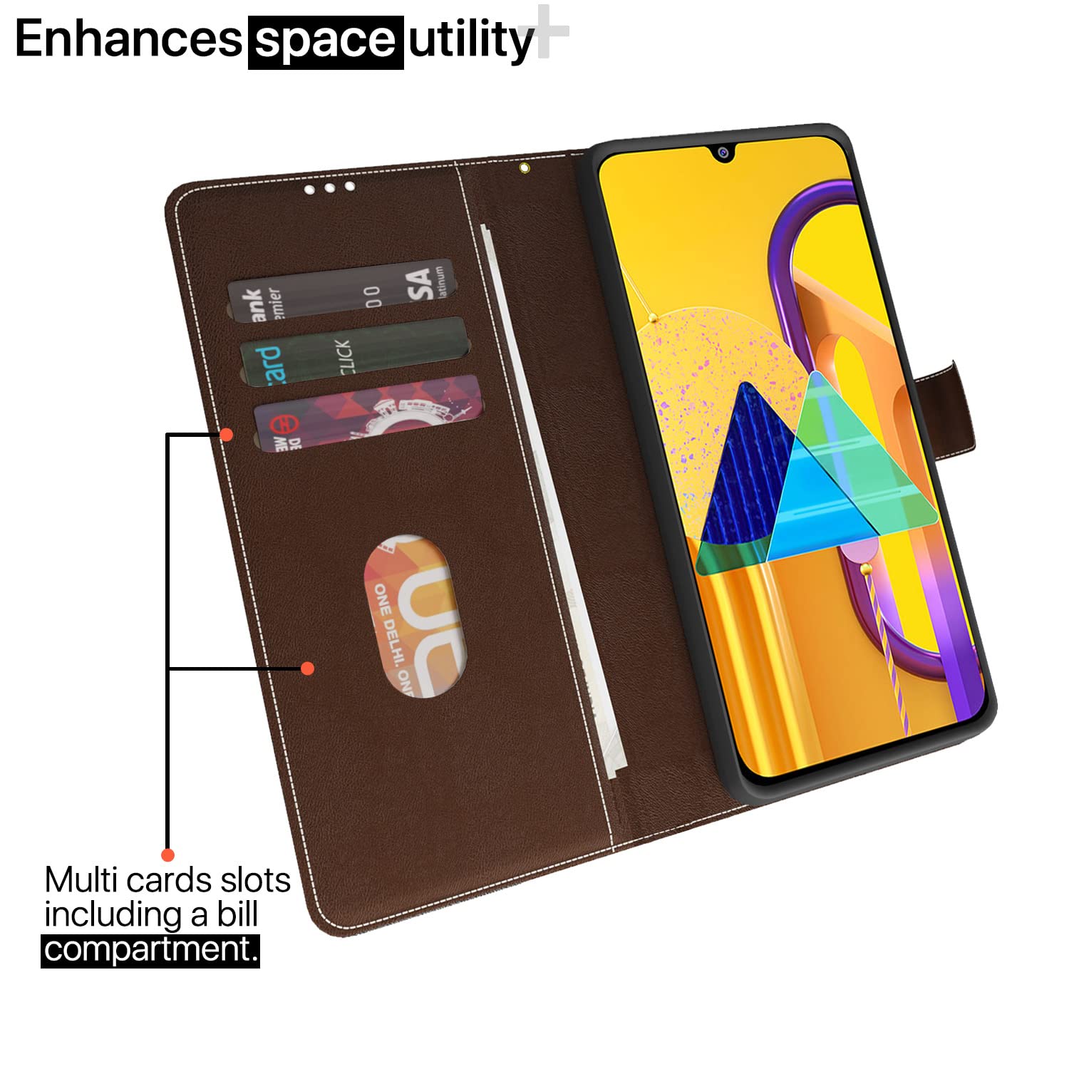 Pikkme brown & coffee mobile flip cover for Samsung M30s/M21/M21 (2021) – photo 2