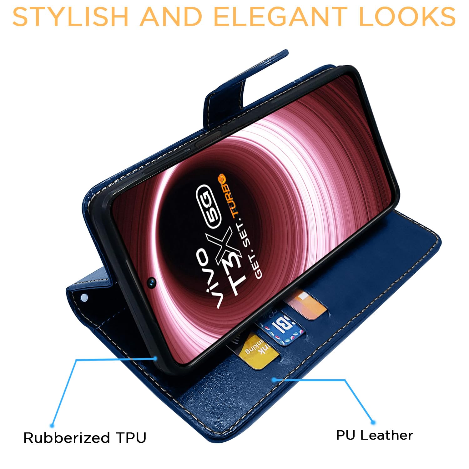 Pikkme Vivo T3x/Y200i 5G Magnetic blue & brown flip case – photo 5