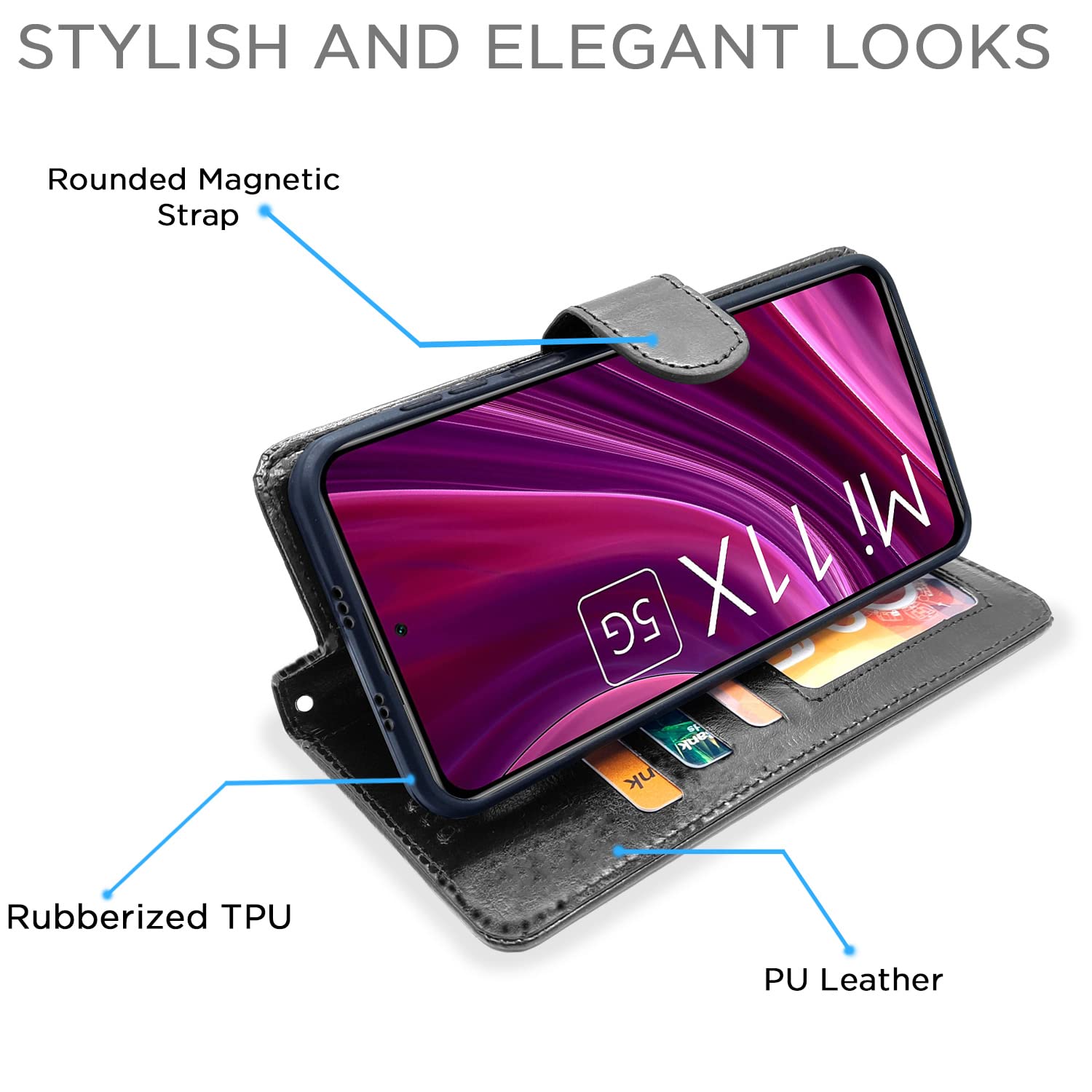 Pikkme Mi 11x / Mi 11x Pro Vintage Flip Cover (Black)