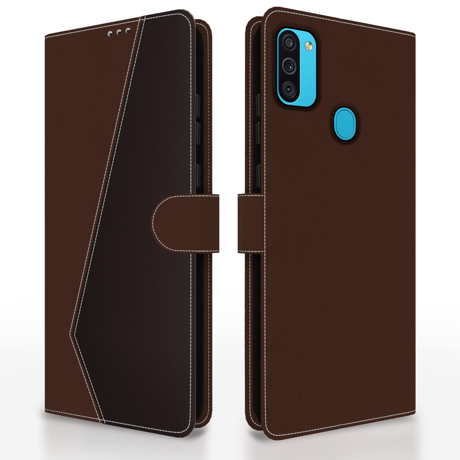 Brown & coffee wallet flip cover for Samsung M11 – Pikkme