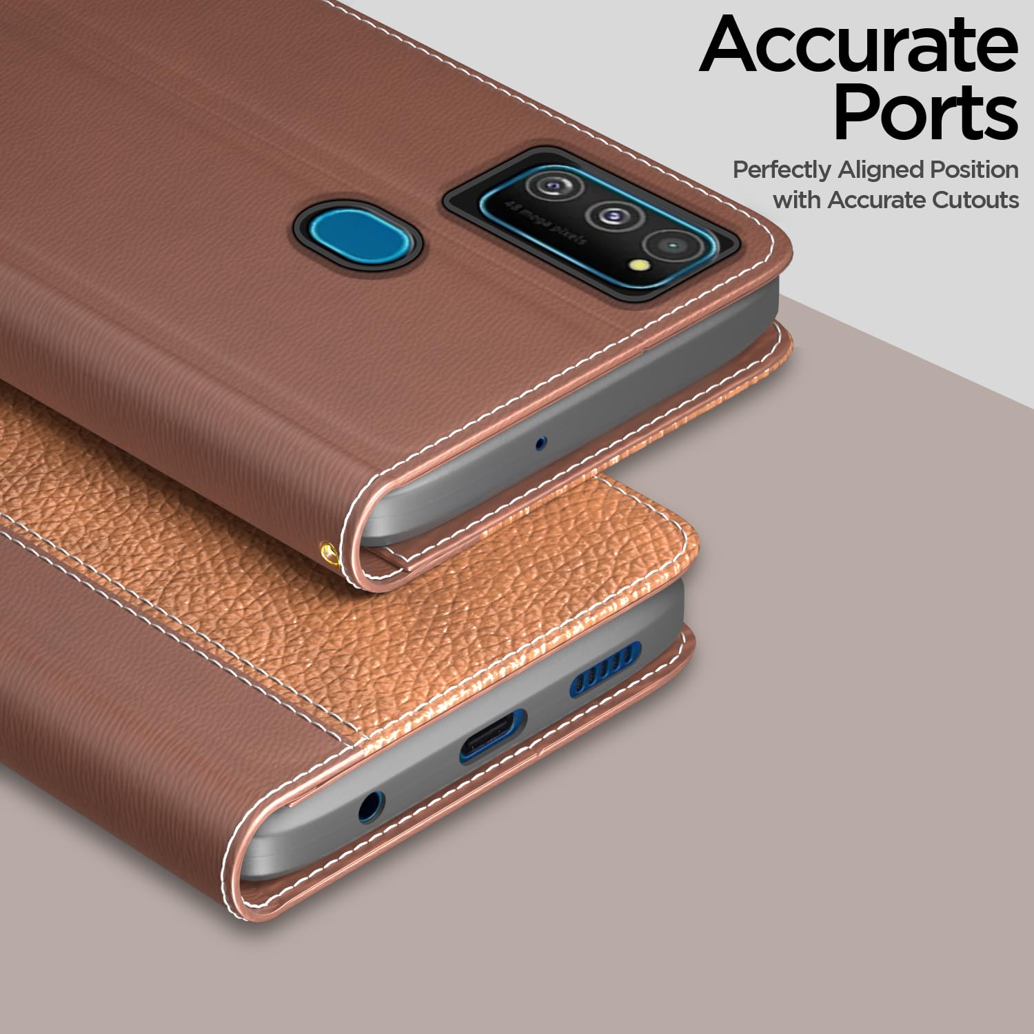 Samsung M30s/M21/M21 2021 Wallet flip case in tan by Pikkme – photo 2