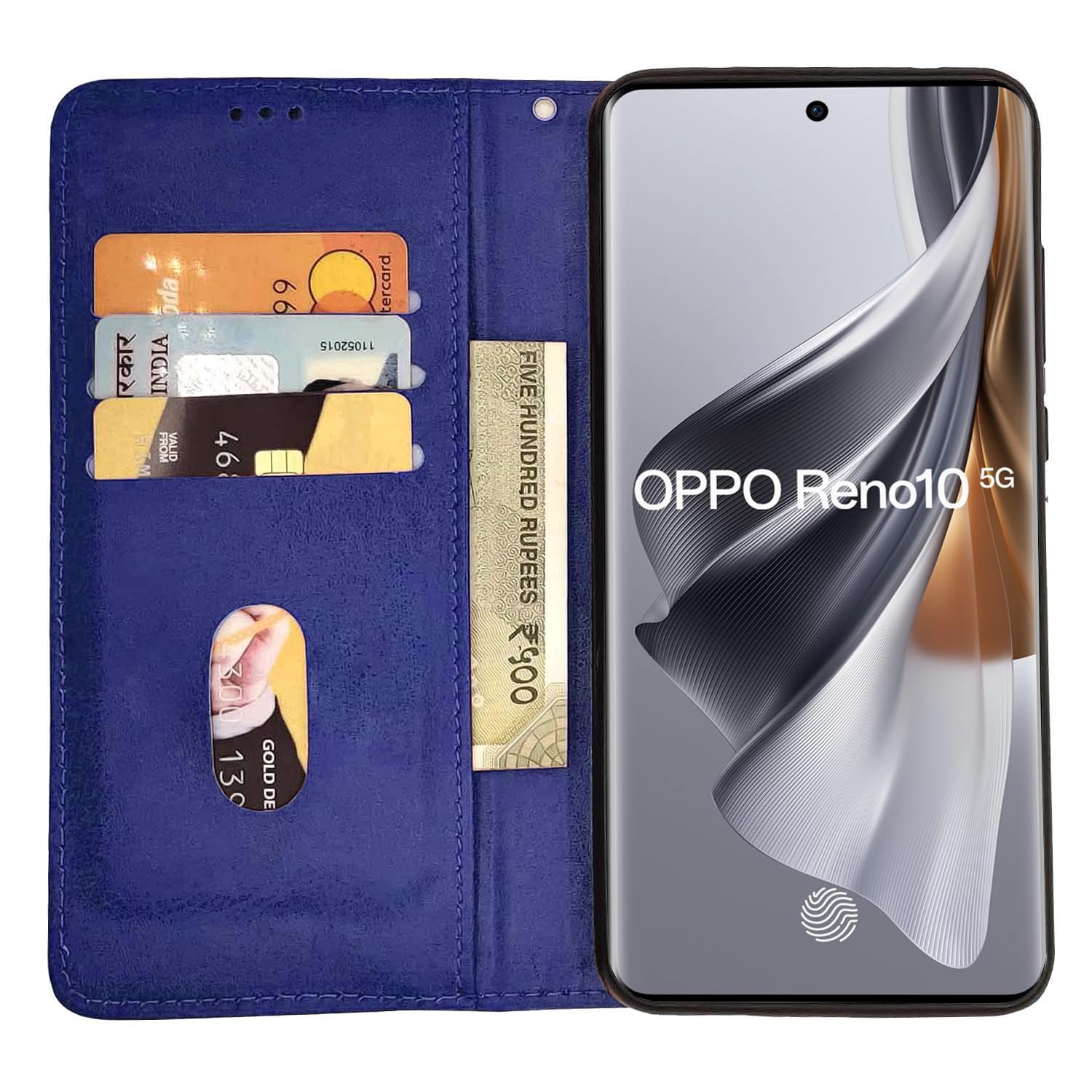 Oppo Reno 10 5G Magnetic mobile flip cover in blue by Pikkme – photo 3