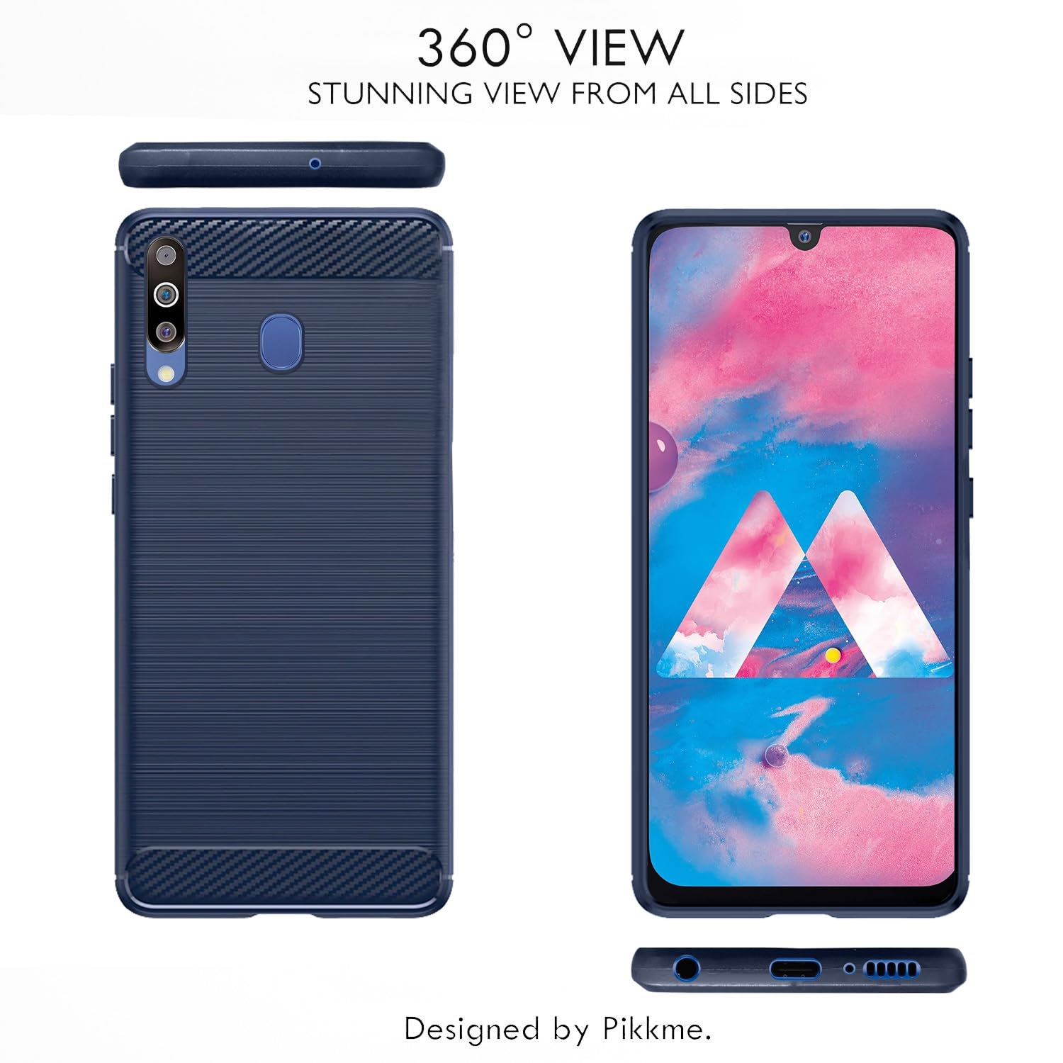 Pikkme Samsung Galaxy M30 Hybrid Carbon Fiber Back Cover | Blue