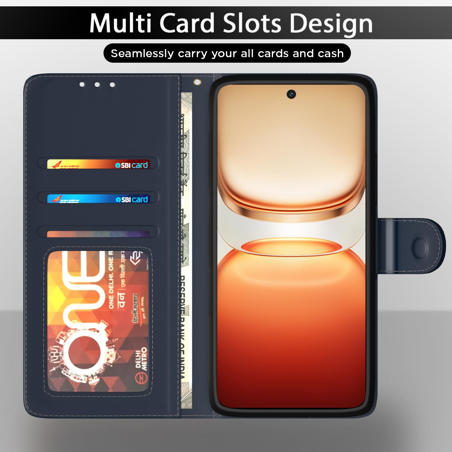 Pikkme Vivo T4 5G / iQoo Z10 5G Contrast Flip Cover (Blue)