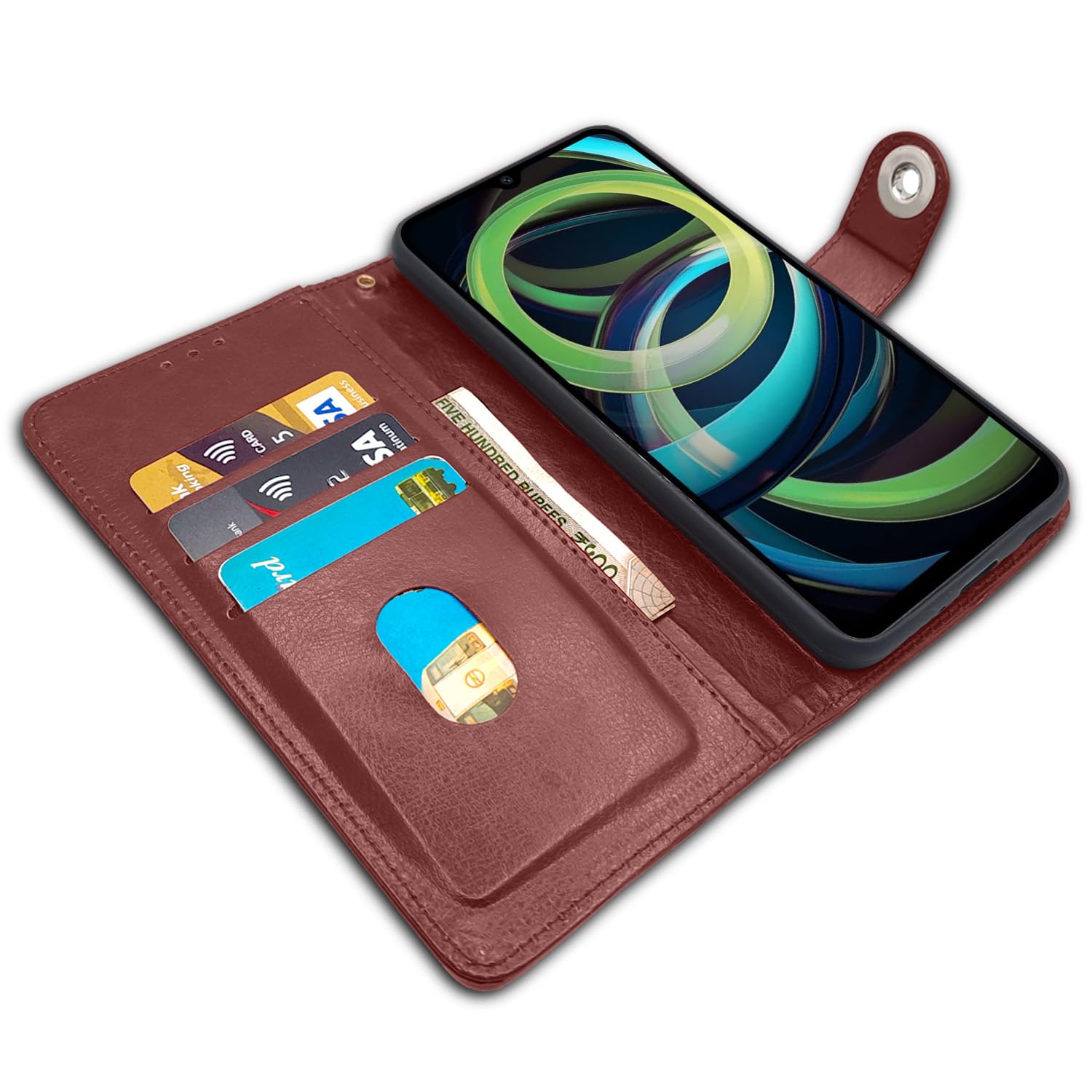 Brown Button mobile flip cover for Redmi A3 (2024)/A3x/Poco C61 – Pikkme – photo 3