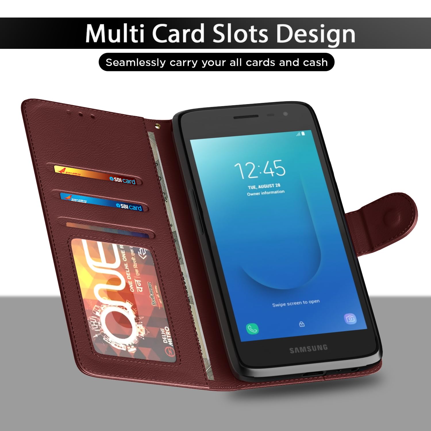 Pikkme brown flip cover for Samsung J2 Core – photo 5