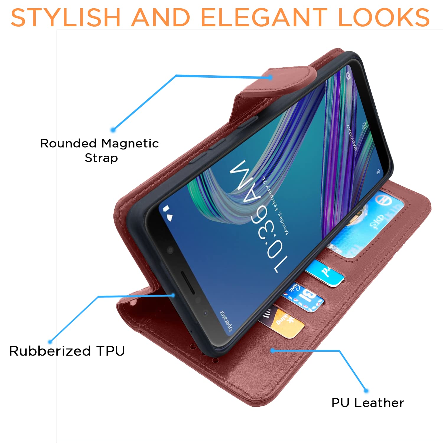 Pikkme Asus Zenfone Max Pro M1 Flip Cover (Brown)