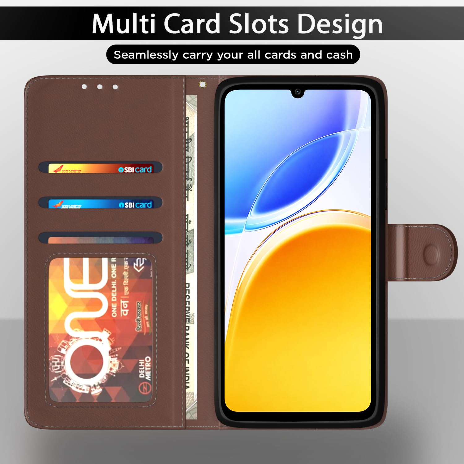 Pikkme tan wallet flip cover for Vivo T5e – photo 5