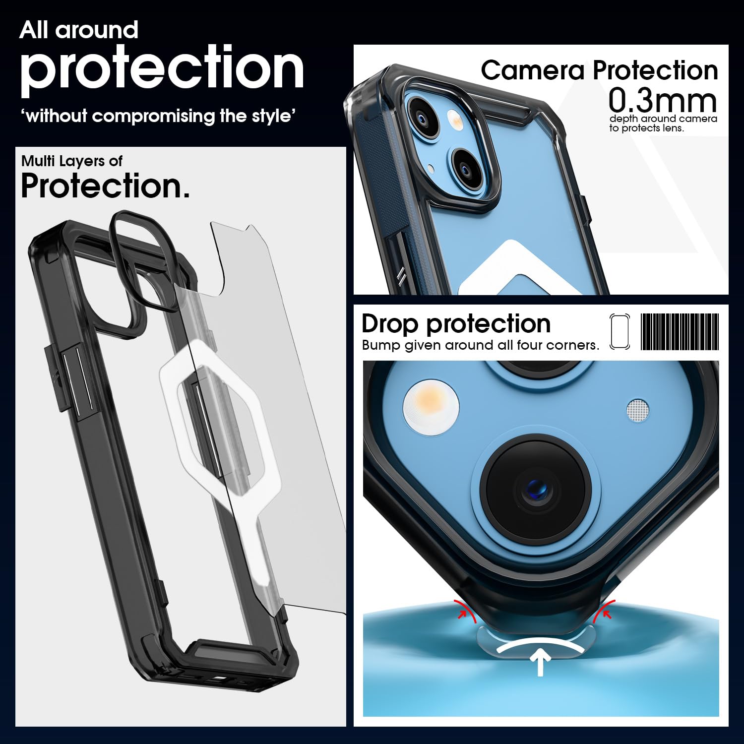 Pikkme black mag-safe Hybrid mobile back cover for iPhone 13/14 – photo 4