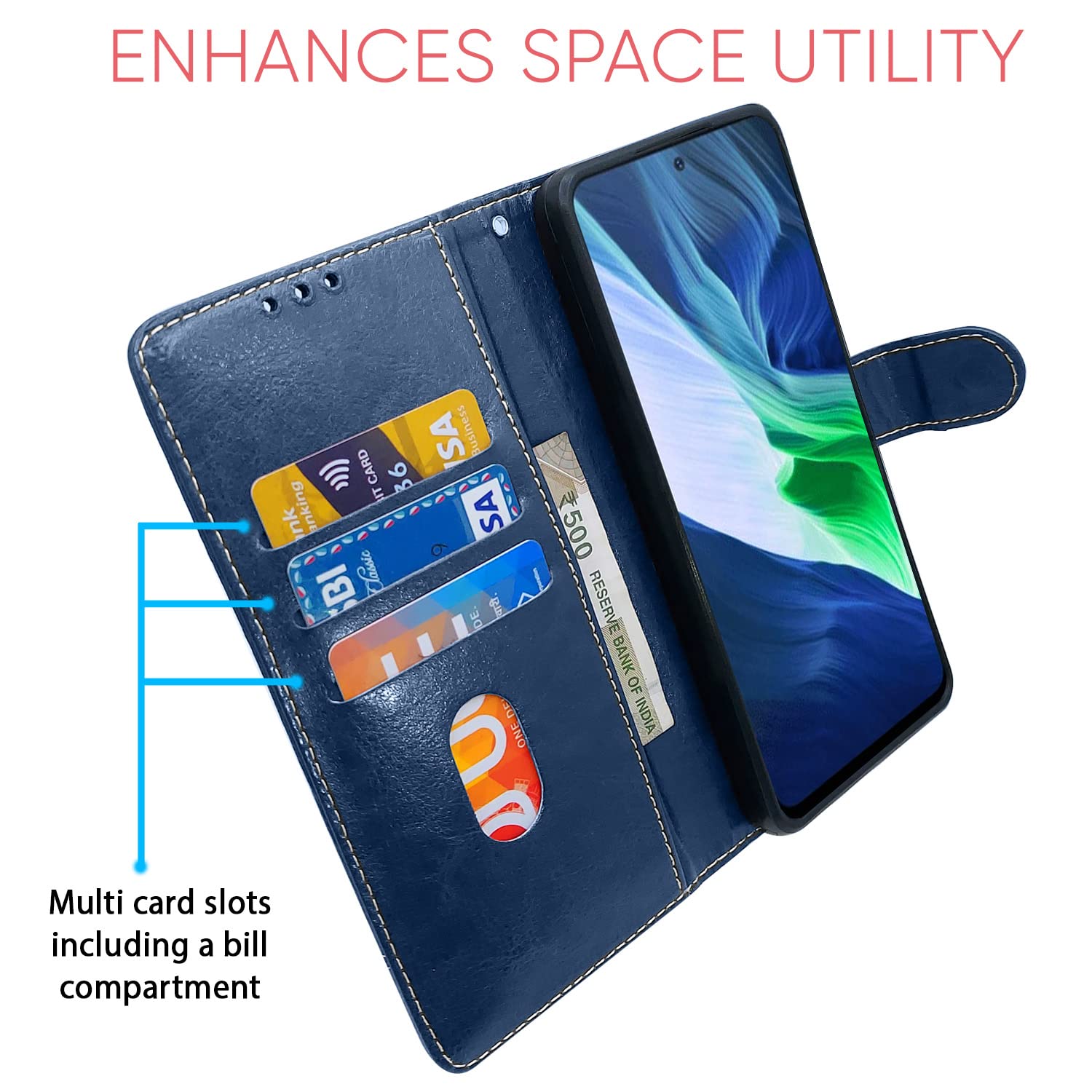 Pikkme Infinix Note 10 Magnetic blue & brown mobile flip cover – photo 3