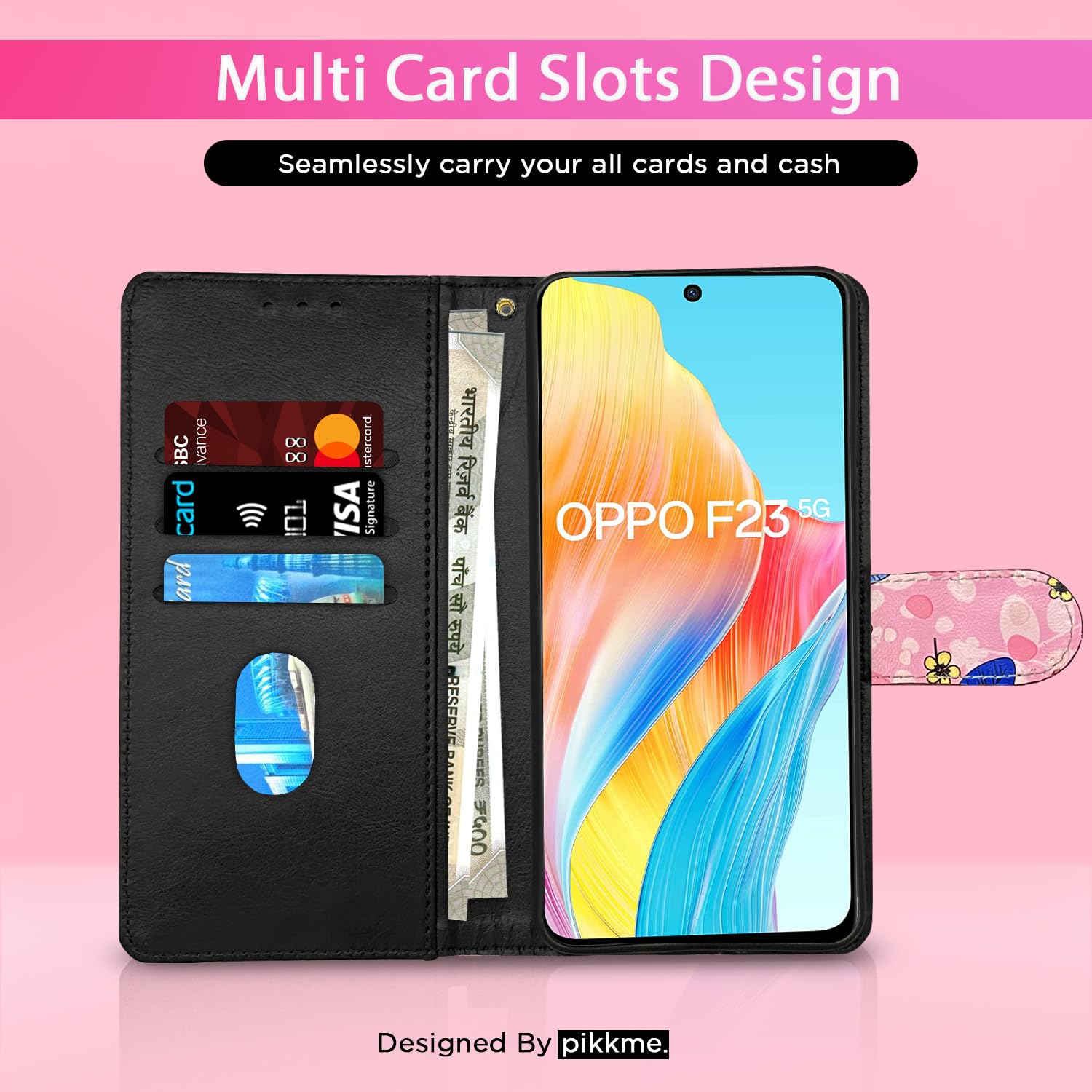 Pikkme Oppo F23 5G pink flower mobile flip cover – photo 2
