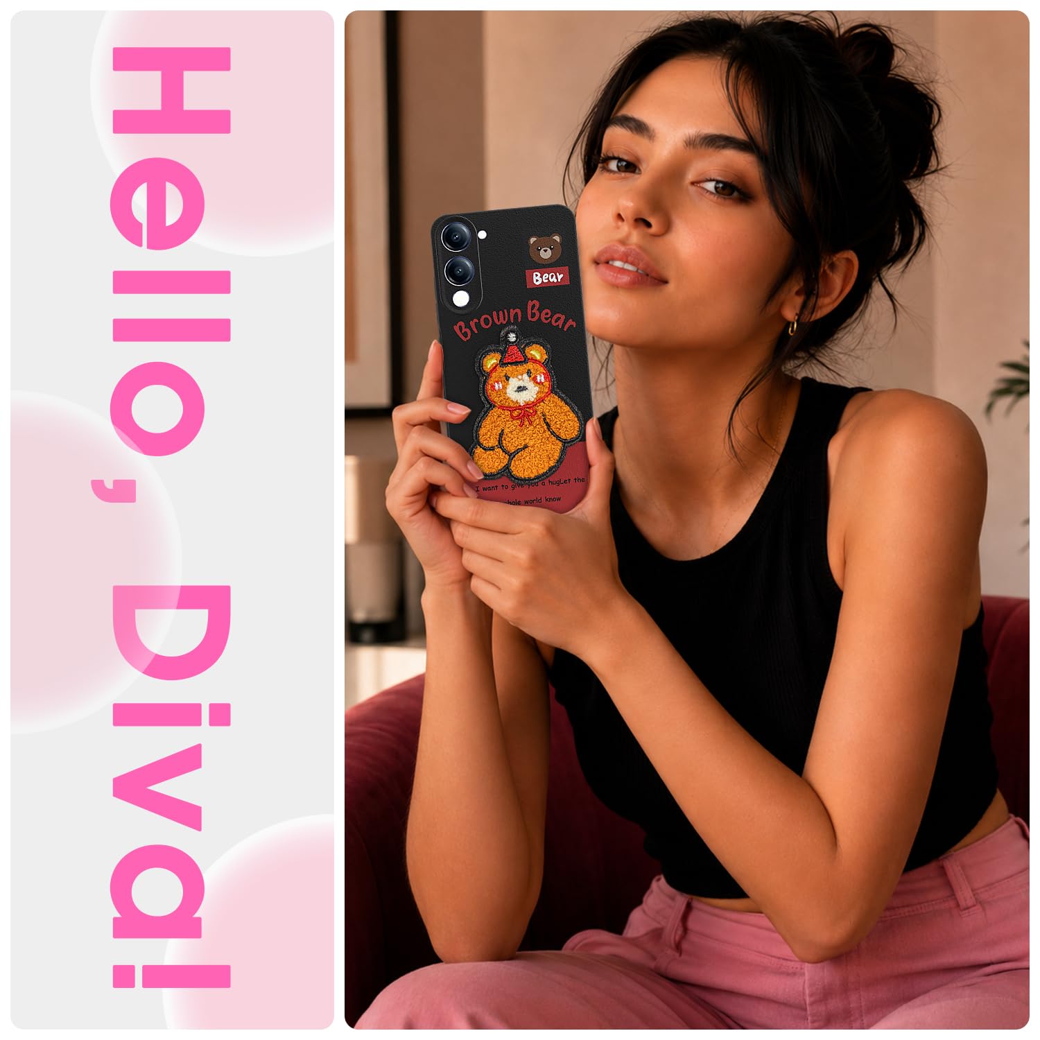 Pikkme iQOO Z10 Lite/Vivo T4 Lite 5G Plush Patch cherry mobile cover – photo 2