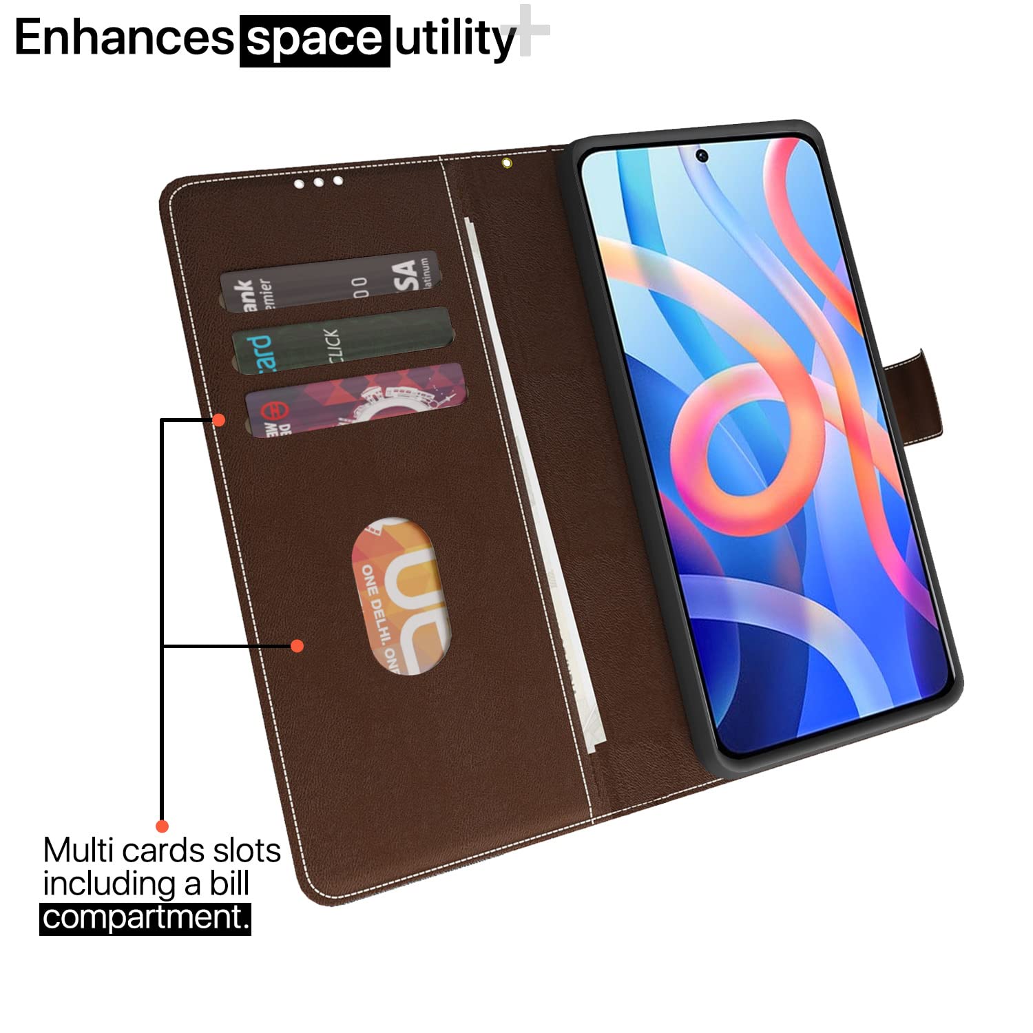 Pikkme brown & coffee Magnetic wallet flip cover for Redmi Note 11T/Poco M4 Pro 5G – photo 2