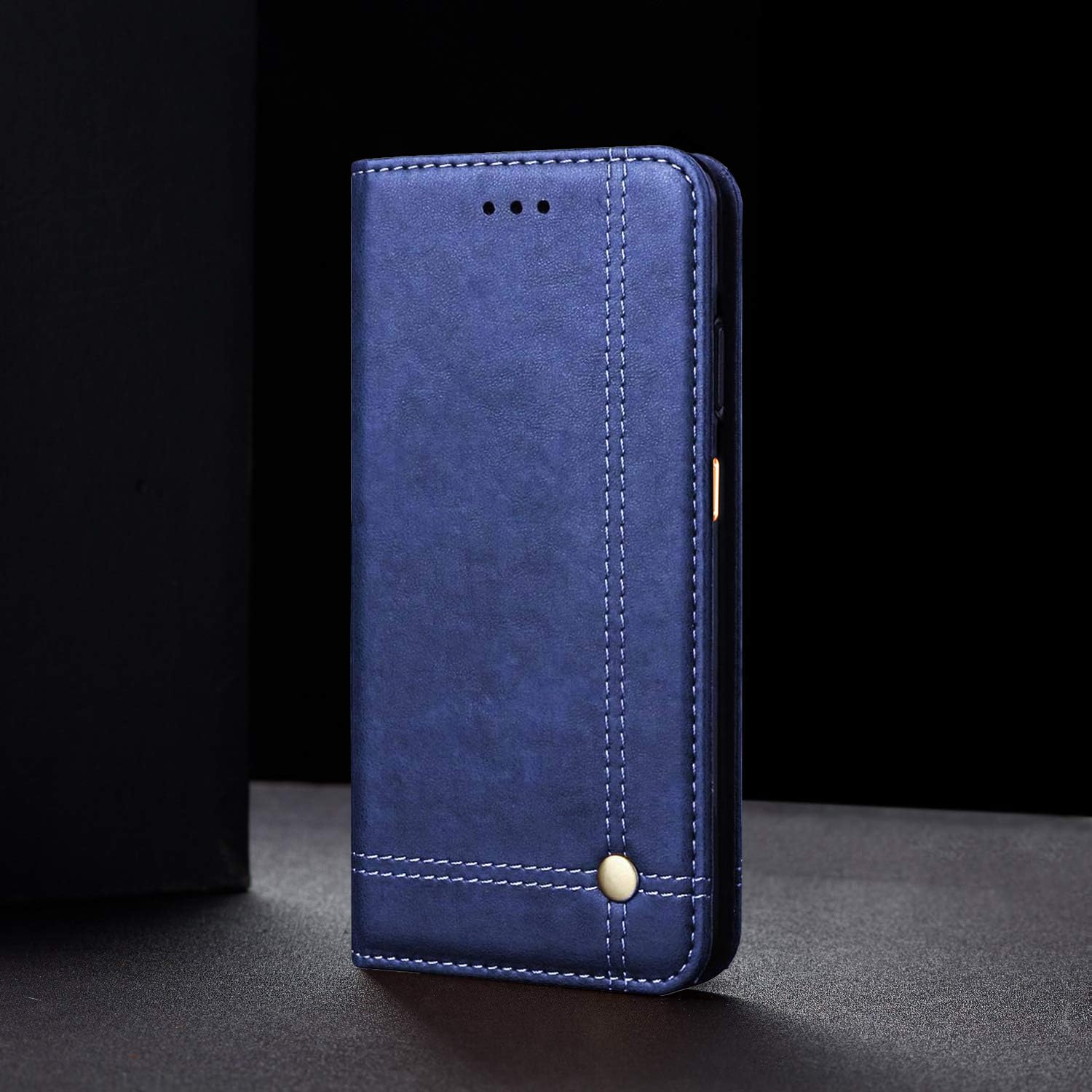 Pikkme Redmi Note 10 Pro Premium Leather Magnet Flip Cover (Blue)