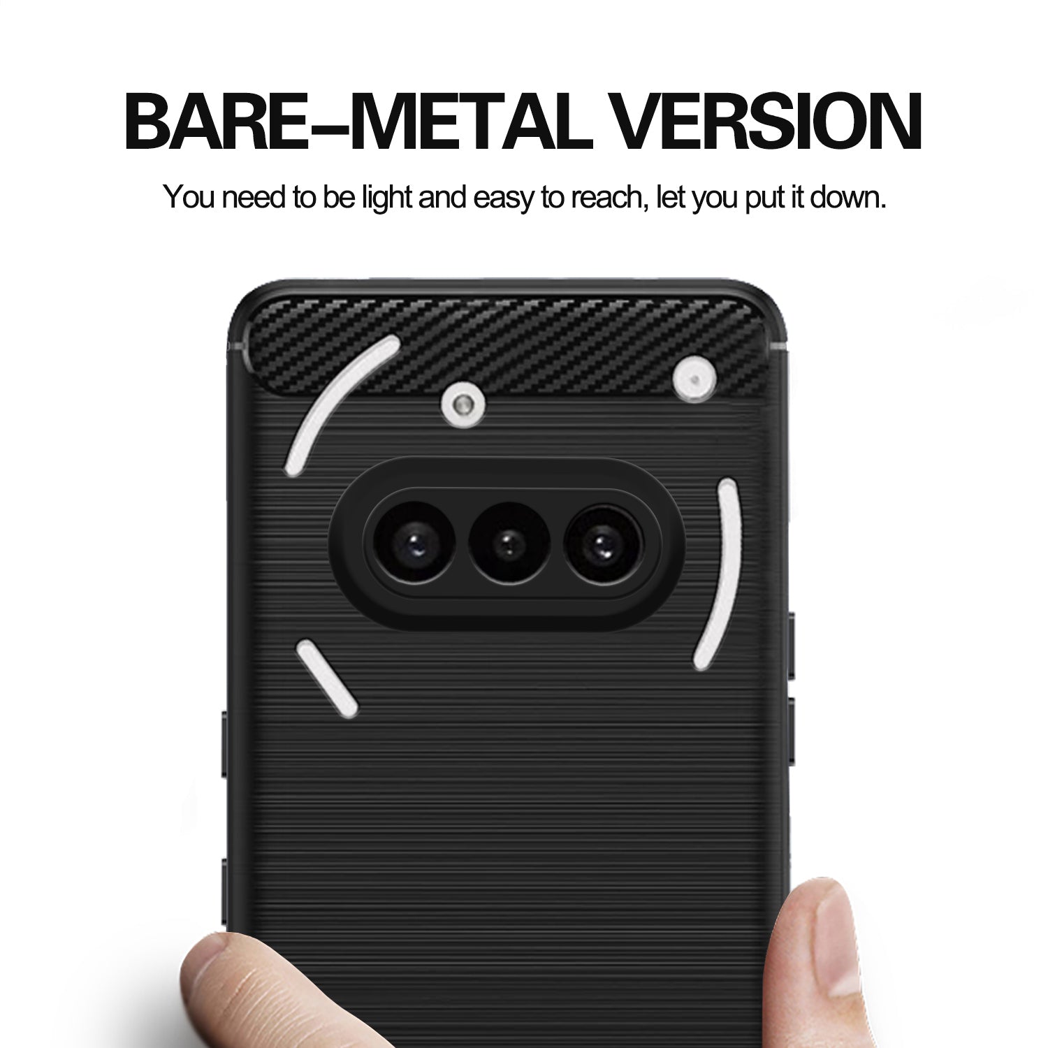 Pikkme Nothing Phone 3a 5G Hybrid Carbon Fiber Back Cover (Black)